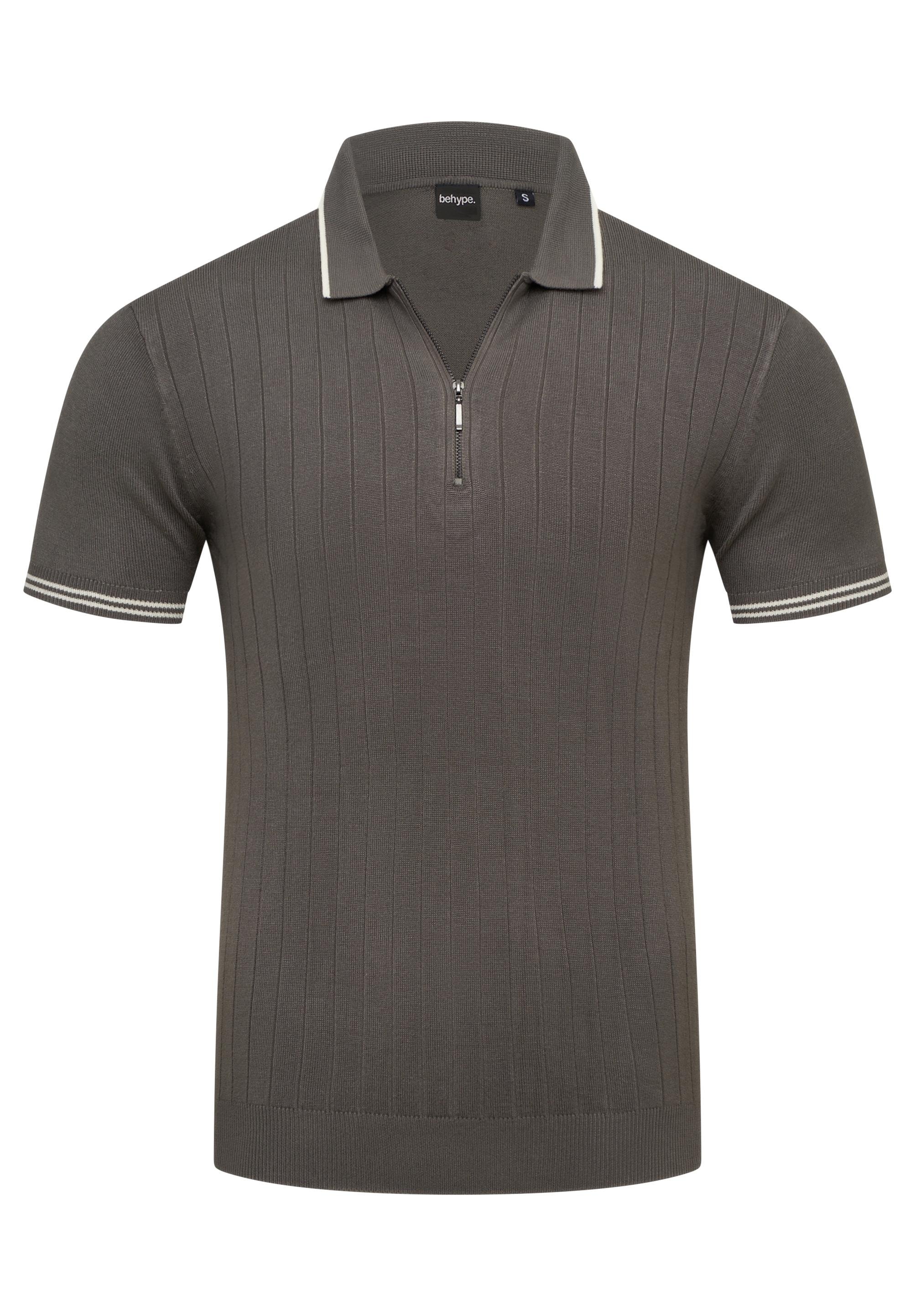 behype Poloshirt »ZIP KNIT-POLO«, mit Reißverschluss