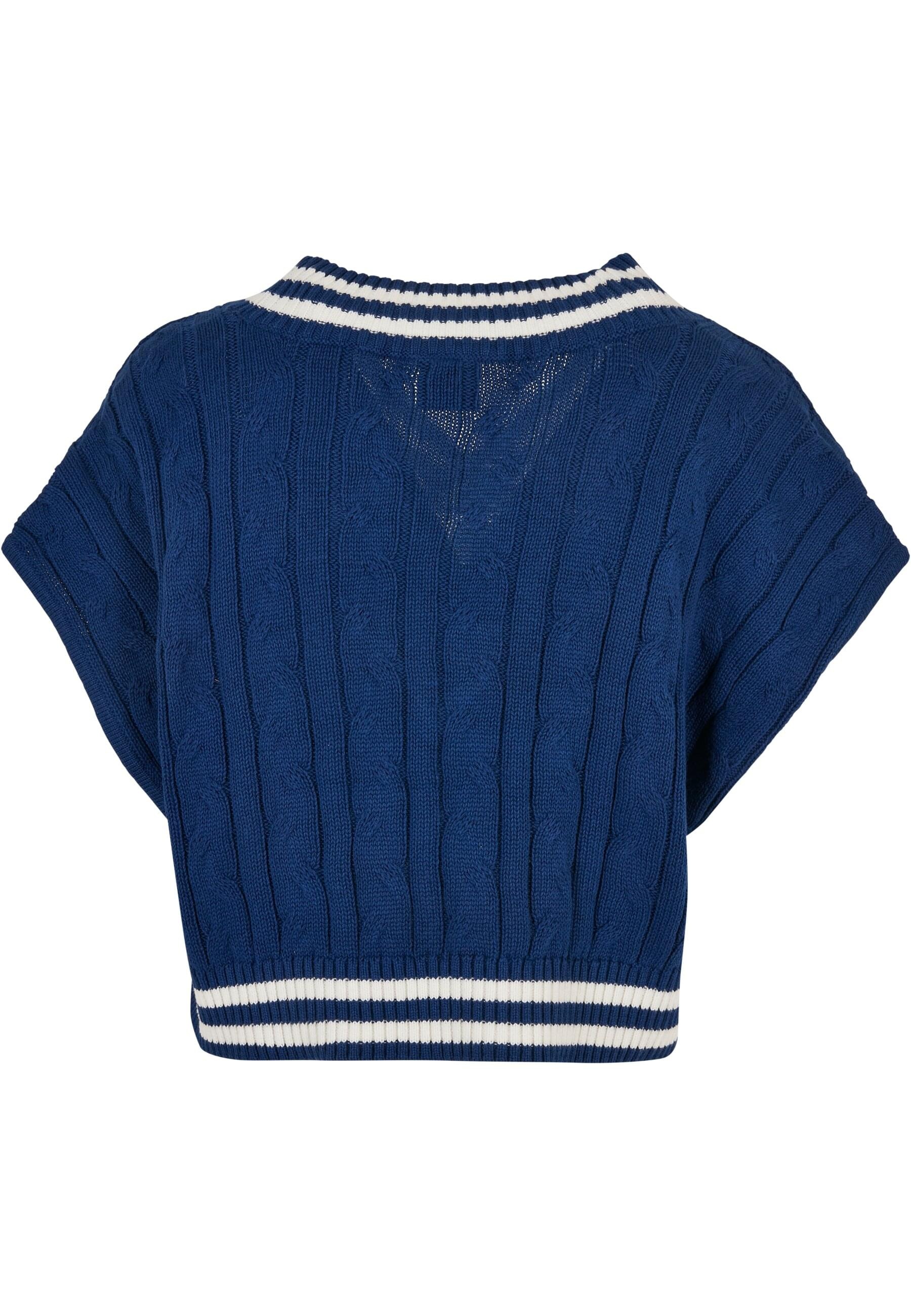 URBAN CLASSICS Rundhalspullover »Urban Classics Damen Ladies Cropped Knit College Slipover«, (1 tlg.)