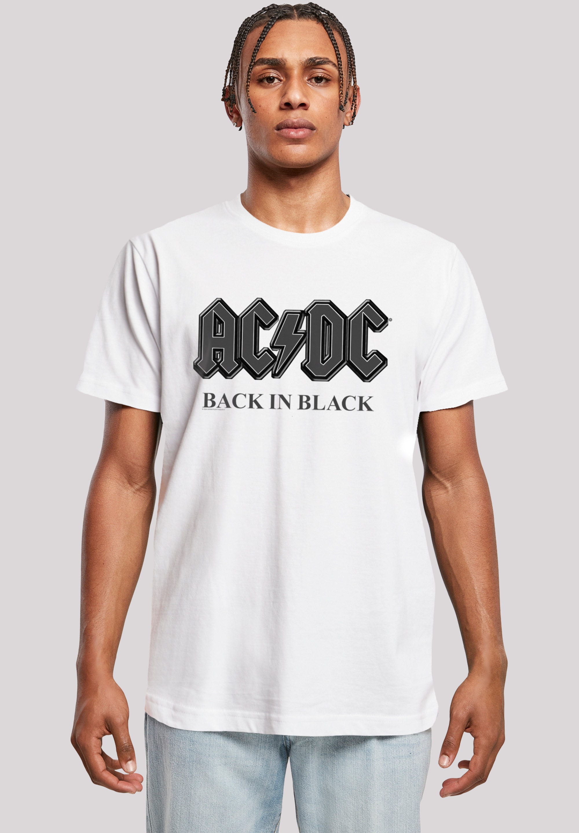 F4NT4STIC Damen T-Shirt "ACDC Back in Black", weiß, Gr. XXXL, Obermaterial: 100% Baumwolle, Shirts, Premium Qualität