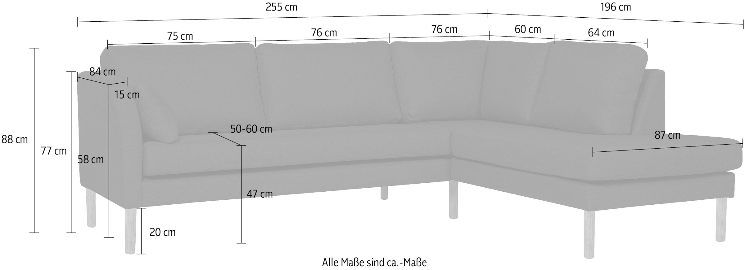 andas Ecksofa »Grenzda, L-Form,« mit Holzfüßen