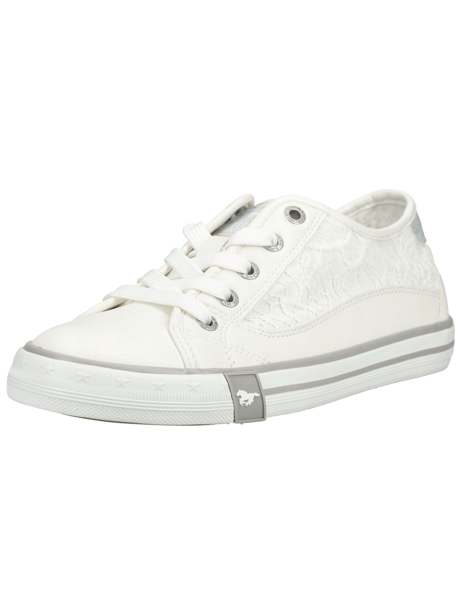 Sneaker MUSTANG SHOES "Mustang Shoes Sneaker Lederimitat/Textil", Herren, Gr. 42, weiß, Lederimitat, Textil, Schuhe Sneaker