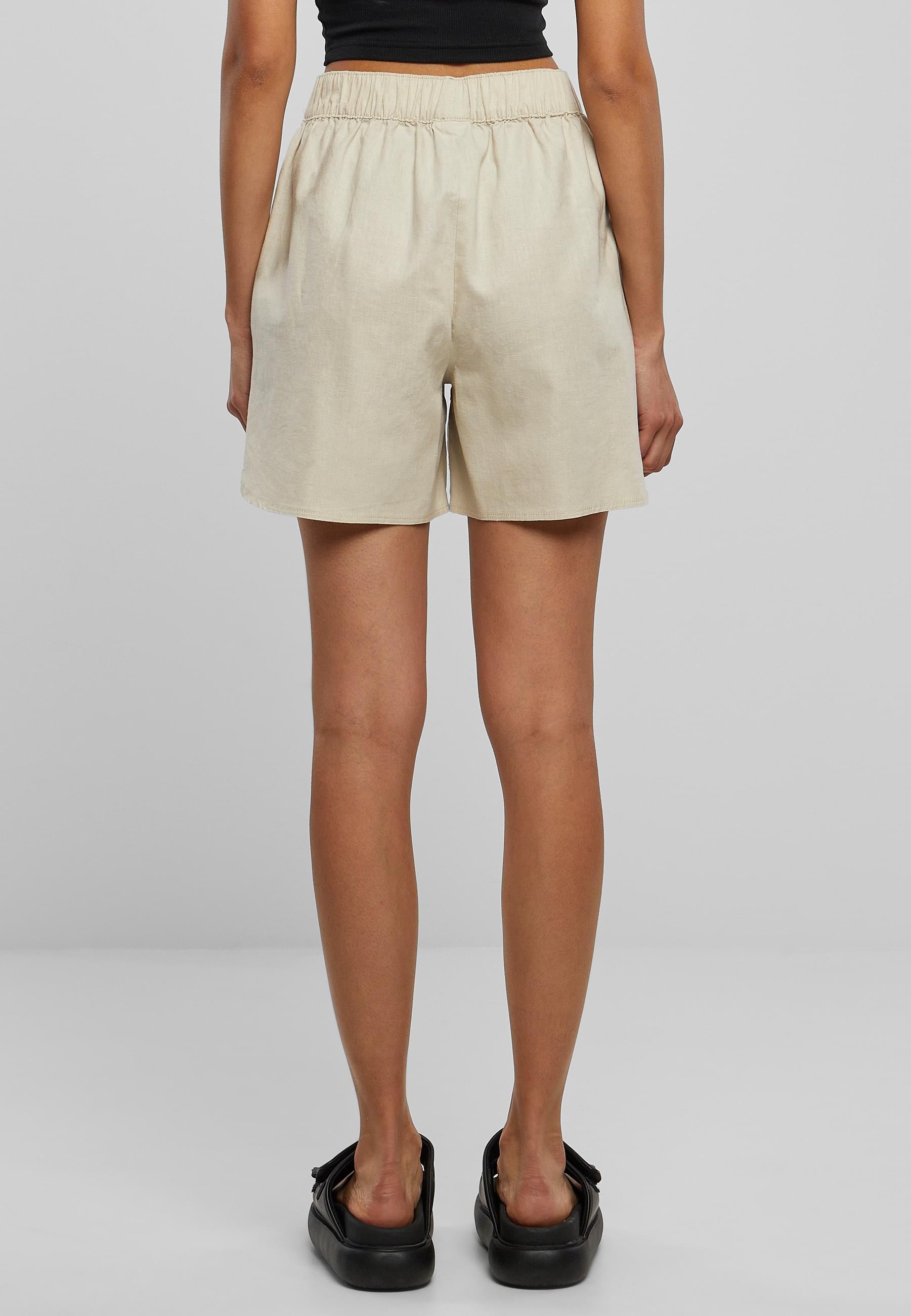 URBAN CLASSICS Shorts »Urban Classics Damen Ladies Linen Mixed Shorts«, (1 tlg.)