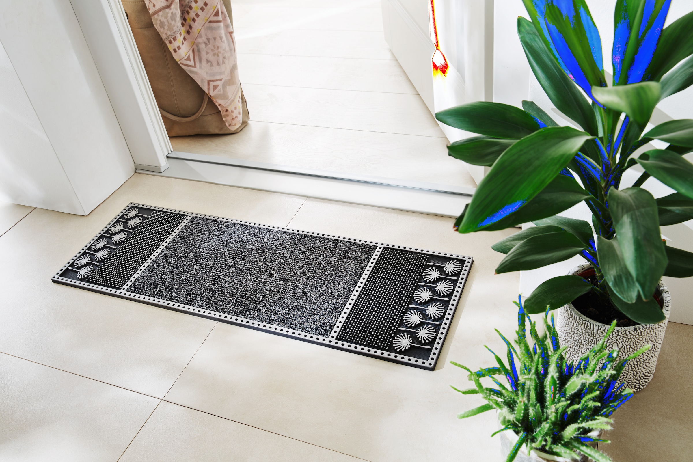 Home2Fashion Fußmatte »CC Clean Dandeli«, rechteckig, 8 mm Höhe, schmale Schmutzfangmatte, strapazierfähig, In- und Outdoor geeignet