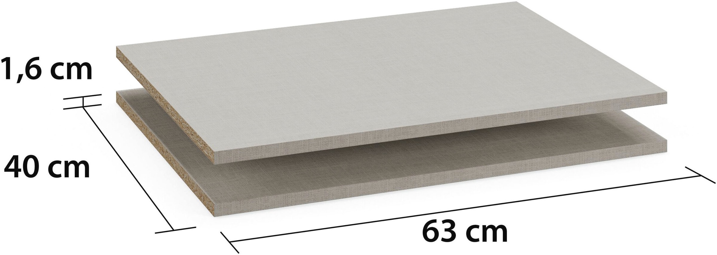 rauch Einlegeboden "Zubehör für Rauch-Schränke Garderobe Kleiderschrank Schrank" 2er-Set Breite 63 cm, Tiefe 40 cm MADE IN GERMANY