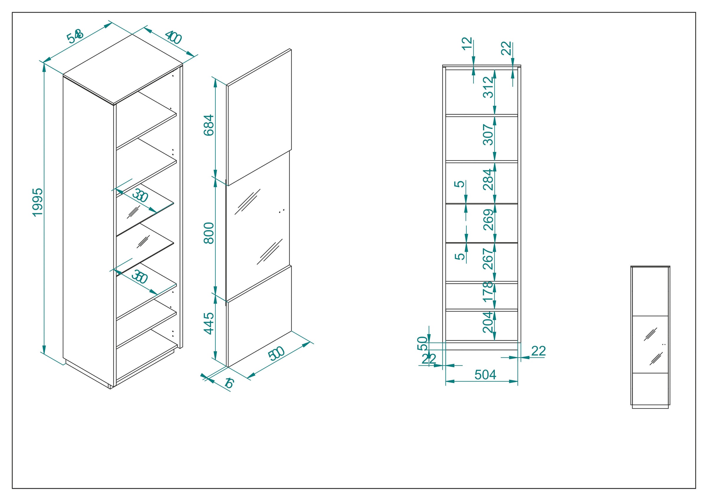 INOSIGN Vitrine »LARGO«, Soft-Close-Funktion, Höhe ca. 200 cm