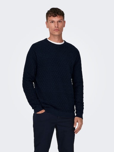 ONLY & SONS Rundhalspullover "ONSKALLE REG 12 STRUC CREW KNIT NOOS" günstig online kaufen