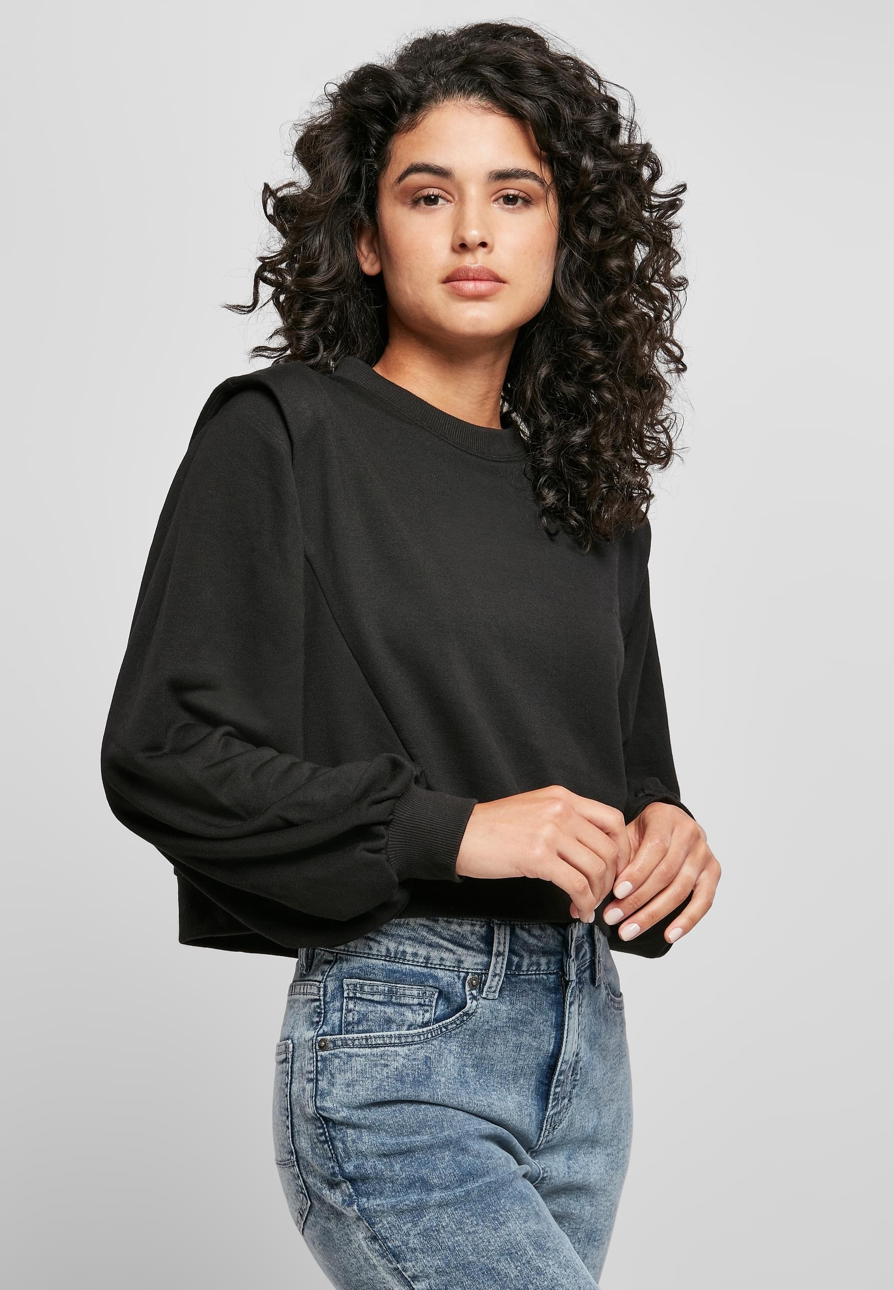 URBAN CLASSICS Sweatshirt »Urban Classics Damen Ladies Padded Shoulder Modal Terry Crewneck«, (1 tlg.)