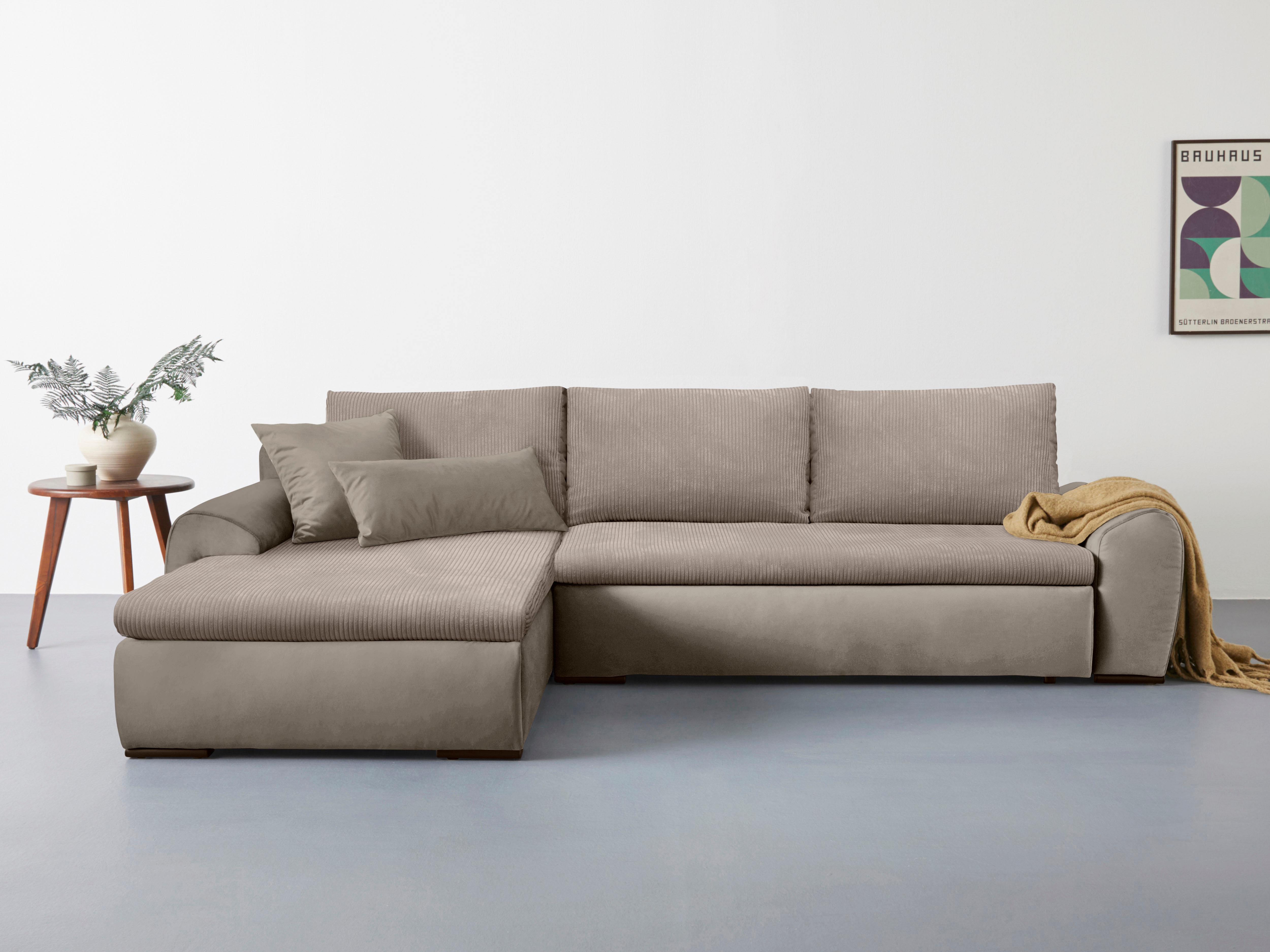 Home affaire Ecksofa "Win L-Form, B: 285 cm - OTTO. Verlässliche Qualität." 2 Zierkissen, optional Schlaffunktion & Bettkasten