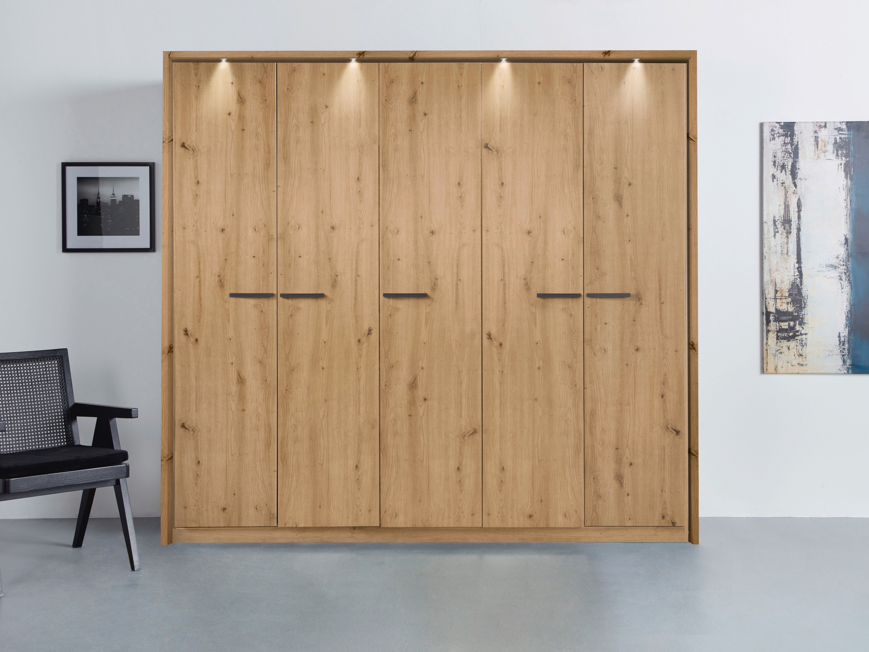OTTO home "Mehrzweckschrank Aktenschrank Möbel Mietswohnung Schlafzimmer OTELI" erhältlich in Breiten 230/275 cm inkl. Innenschubladen und extra Böden, inkl. Passepartout optional mit Beleuchtung MADE IN GERMANY
