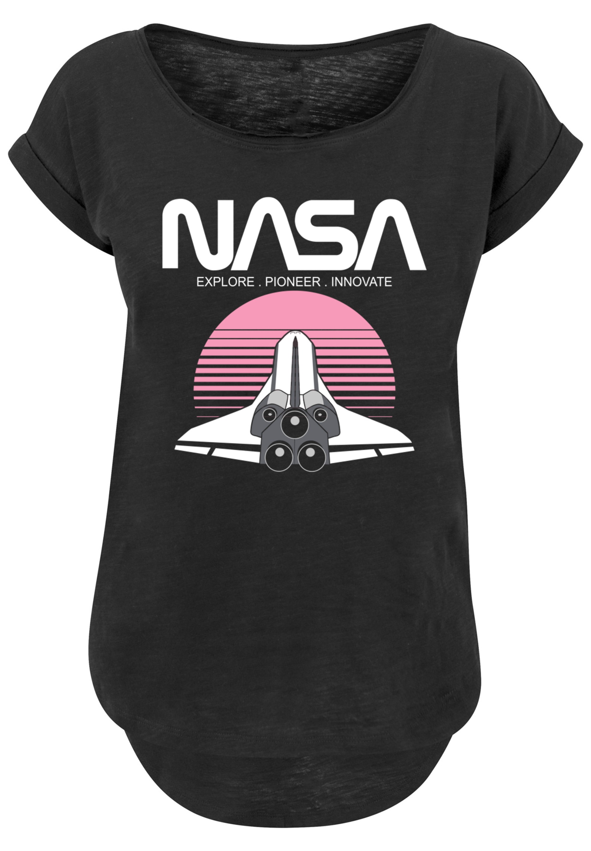 F4NT4STIC T-Shirt »Long Cut T-Shirt 'NASA Space Shuttle Sunset'«, Damen,Premium Merch,Lang,Longshirt,Bedruckt