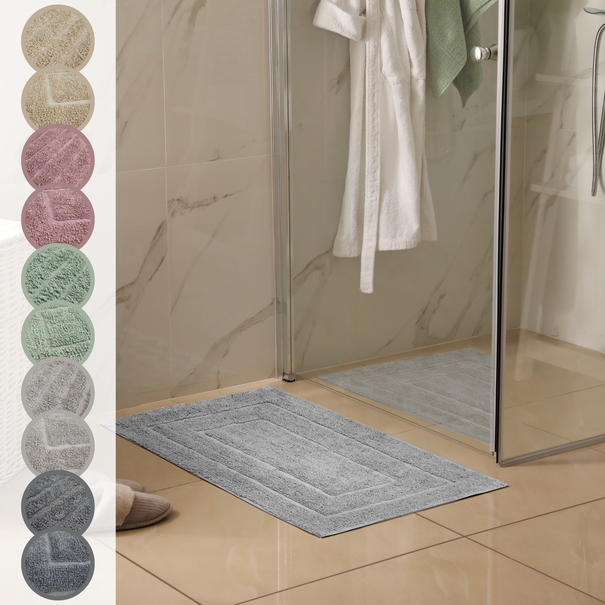 Andiamo Badematte "Havanna, 50xca. 80 cm, Badvorleger, Badezimmer Teppich" Höhe 7,5 mm fußbodenheizungsgeeignet schnell trocknend Badteppich, Uni Farben, Hoch-Tief Effekt, verschiedene Designs
