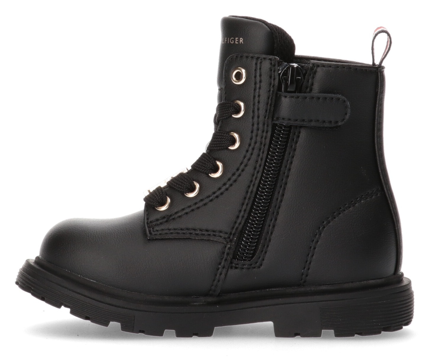 Tommy Hilfiger Schnürboots, Winterstiefel, Schnürstiefel, Boots mit goldfarbenem Logo-Emblem