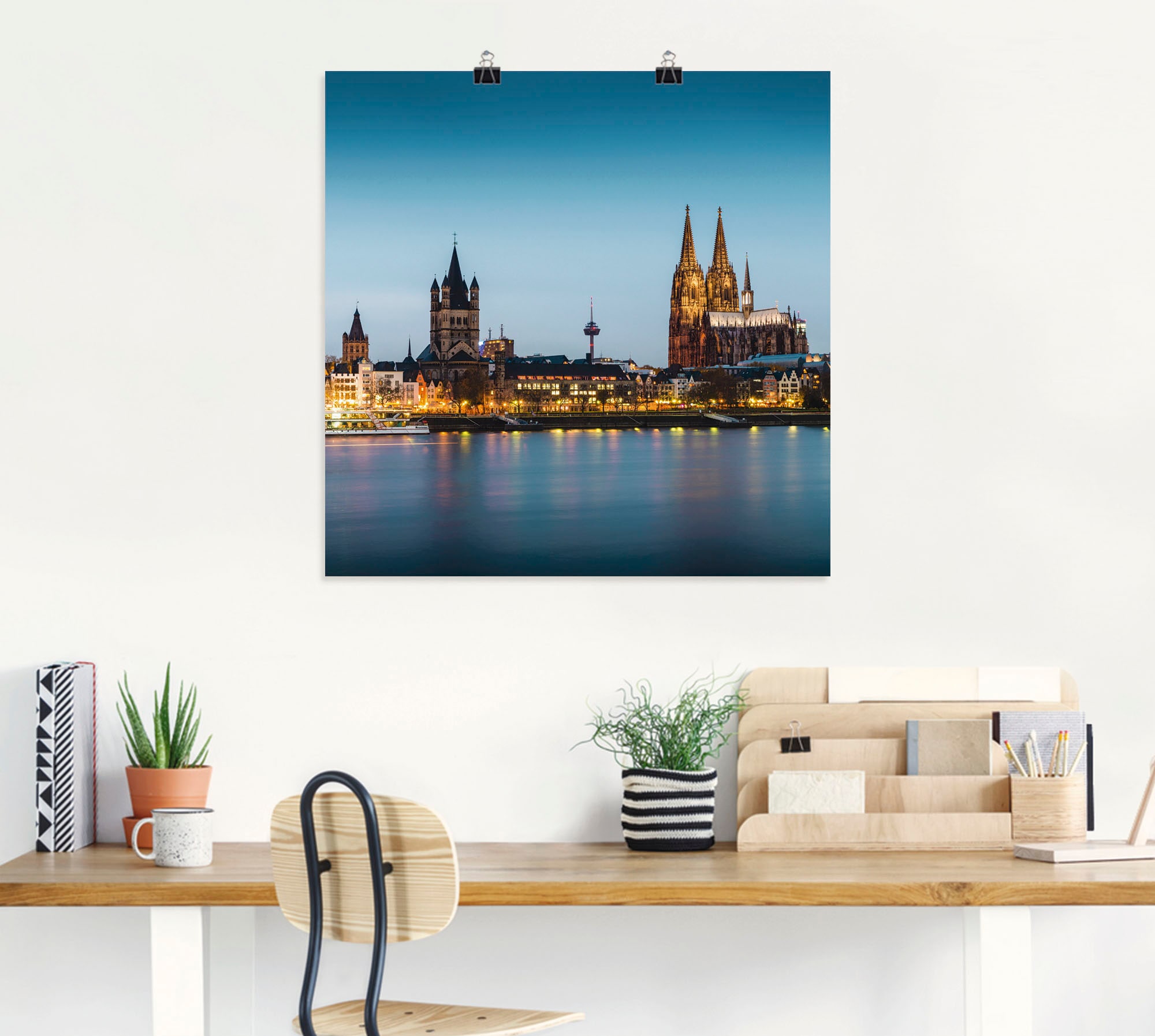Artland Alu-Dibond-Druck »Köln Rheinpromenade«, Deutschland, (1 St.), für Innen- und Außenbereich geeignet, Outdoorbild