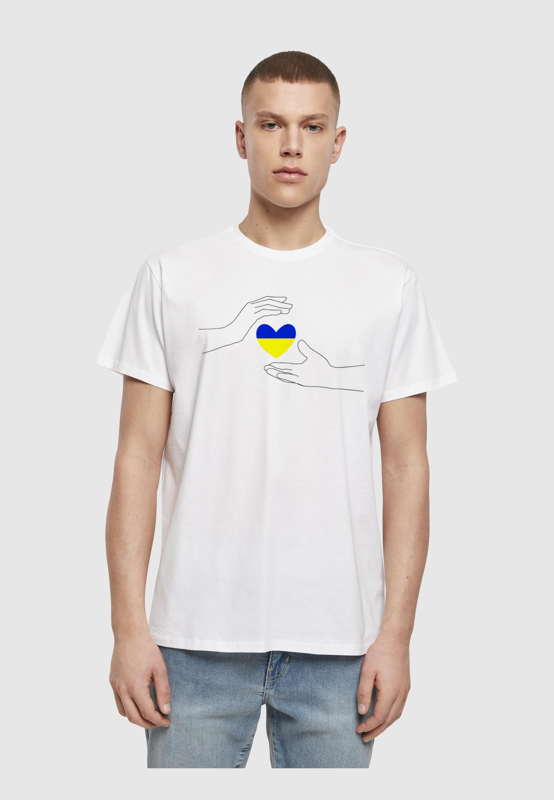 Thumbnail - Merchcode T-Shirt "Merchcode Herren Peace - 2 Hand Heart White Basic T-Shirt", (1 tlg.)