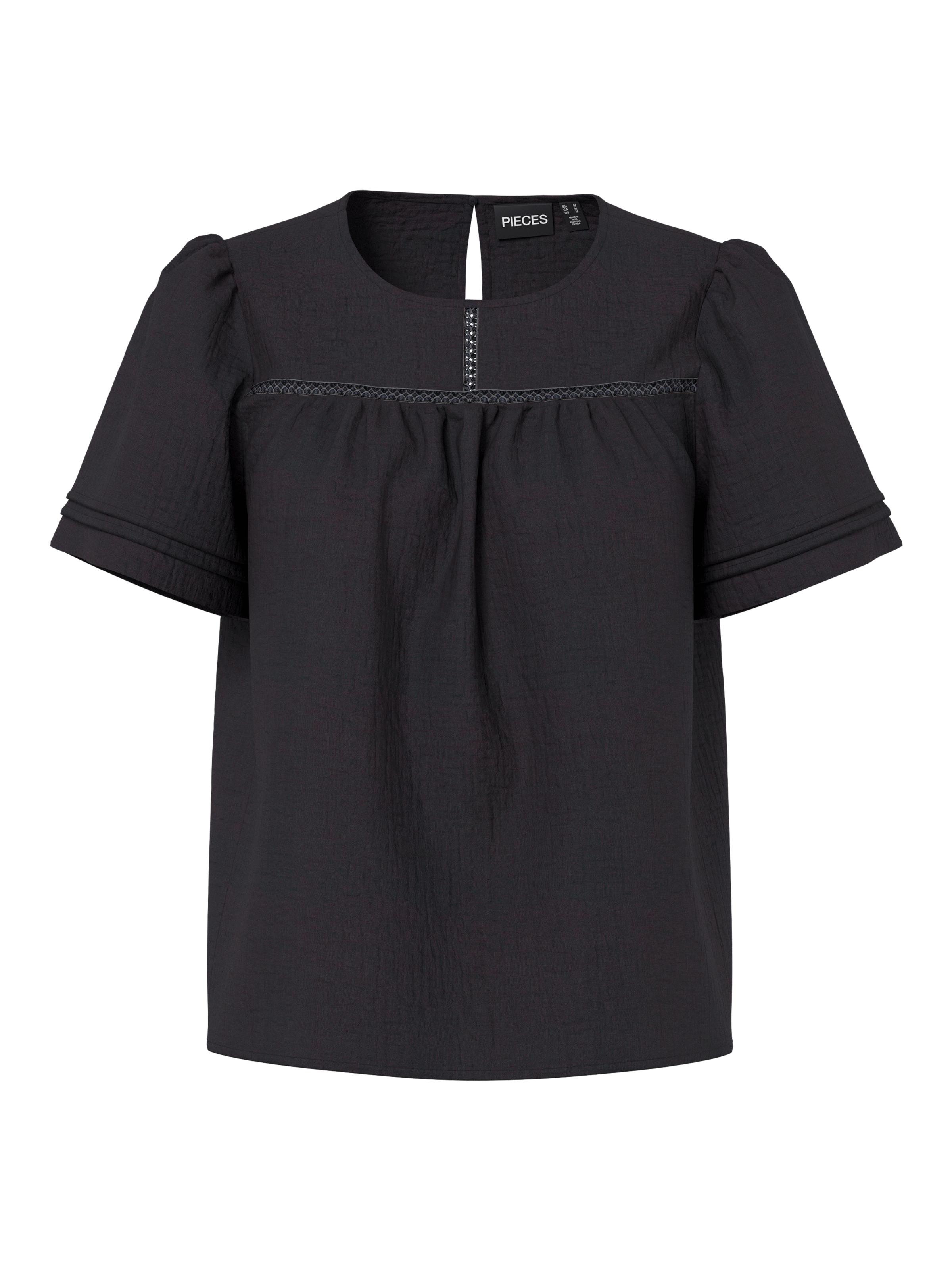 pieces Blusenshirt "PCSIKKA SS TOP WVN NOOS BC" mit Puffärmeln günstig online kaufen