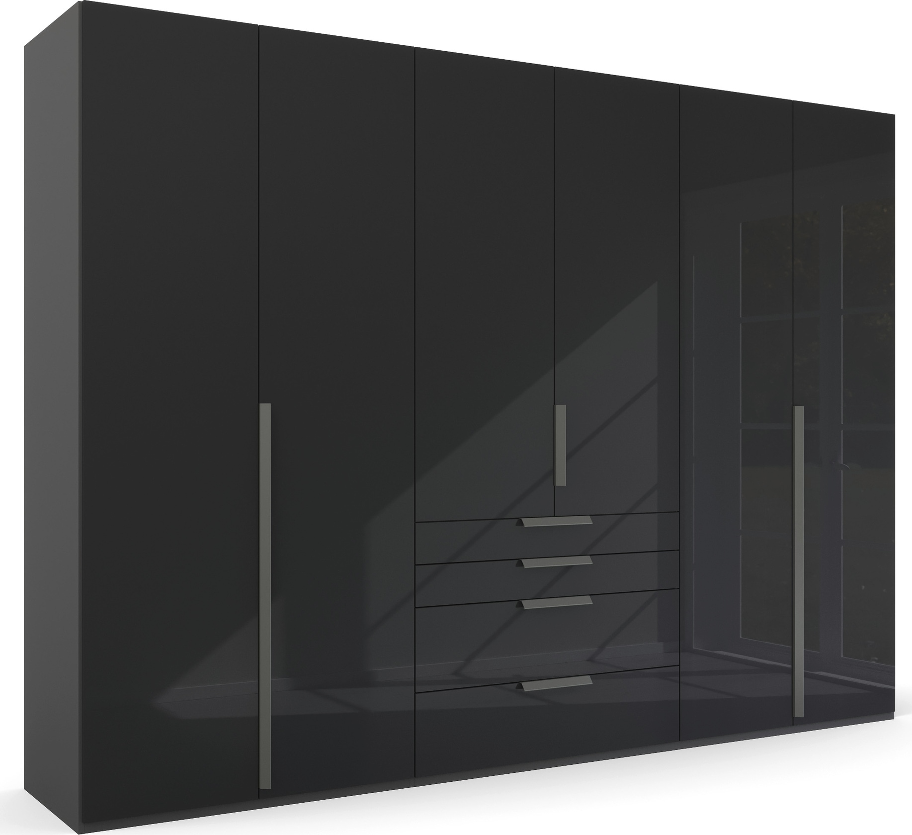 rauch Drehtürenschrank "Kleiderschrank Schrank Garderobe Wäscheschrank PURISMA Glasfront" in den Breiten 151/201/251/301 cm, inkl. SOFT-CLOSE-FUNKTION, mit Schubladen und umfangreichem Zubehör MADE IN GERMANY