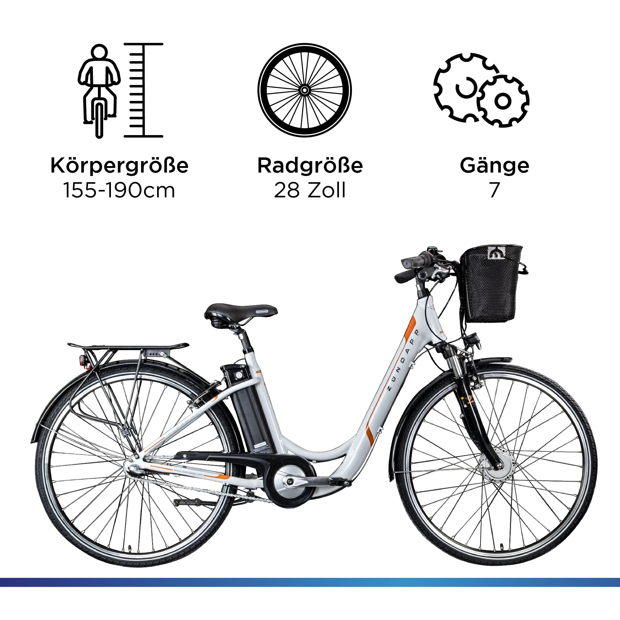 Zündapp E-Bike "Z517", 7 Gang, Shimano, Frontmotor 250 W, Pedelec, Elektrofahrrad für Damen u. Herren