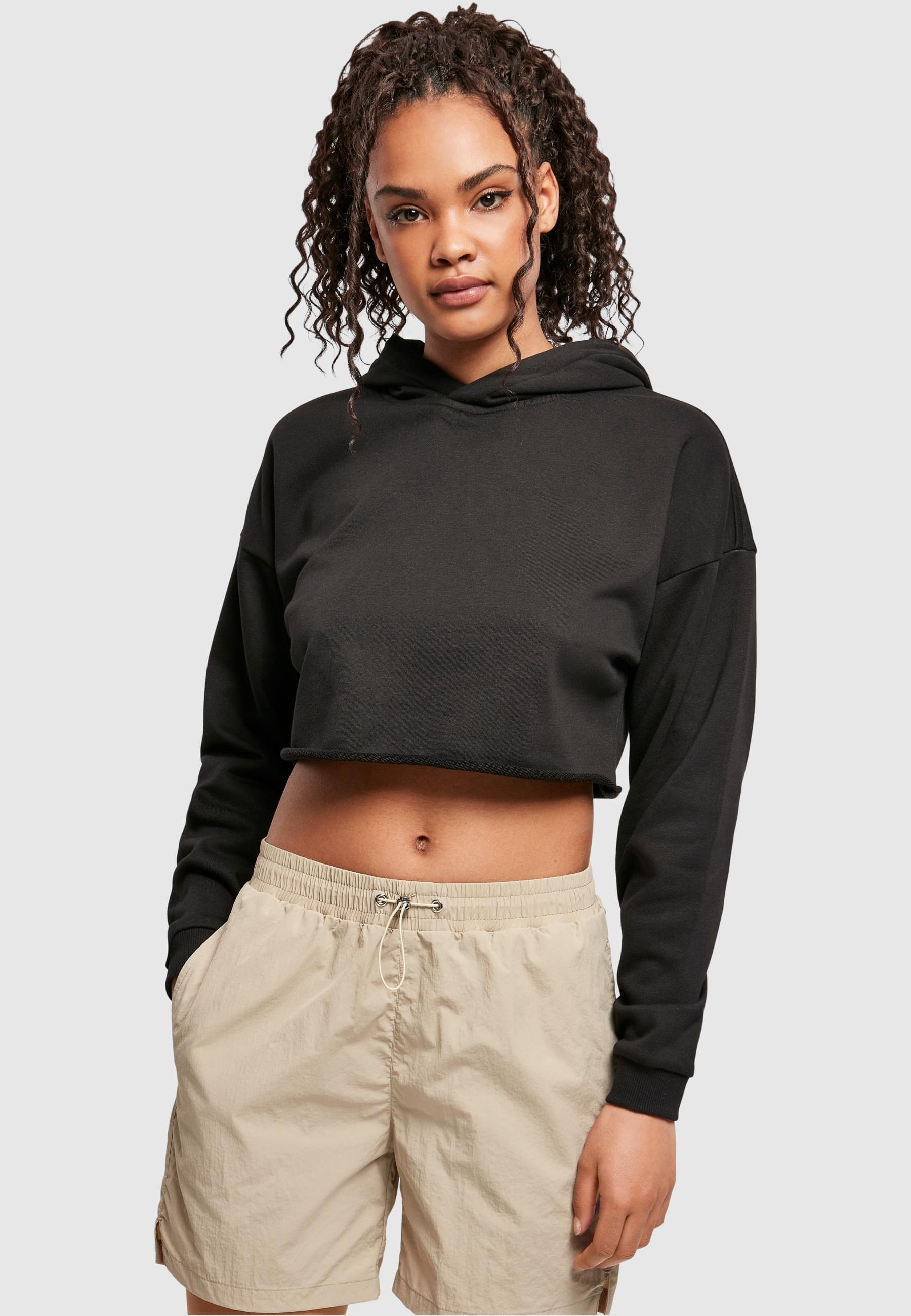 URBAN CLASSICS Rundhalspullover »Urban Classics Damen Ladies Oversized Cropped Hoody«, (1 tlg.)