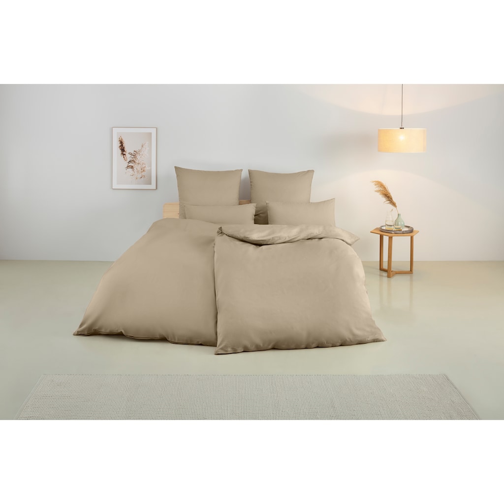 OTTO products Bettwäsche »Neele, GOTS zertifizierte Bettwäsche, in der Qualität Renforcé, atmungsaktiv, Flächengewicht 115 g/m², hergestellt aus 100% Bio-Baumwolle, Bett- und Kopfkissenbezug mit Reißverschluss, in uni Design«, (2 tlg.)