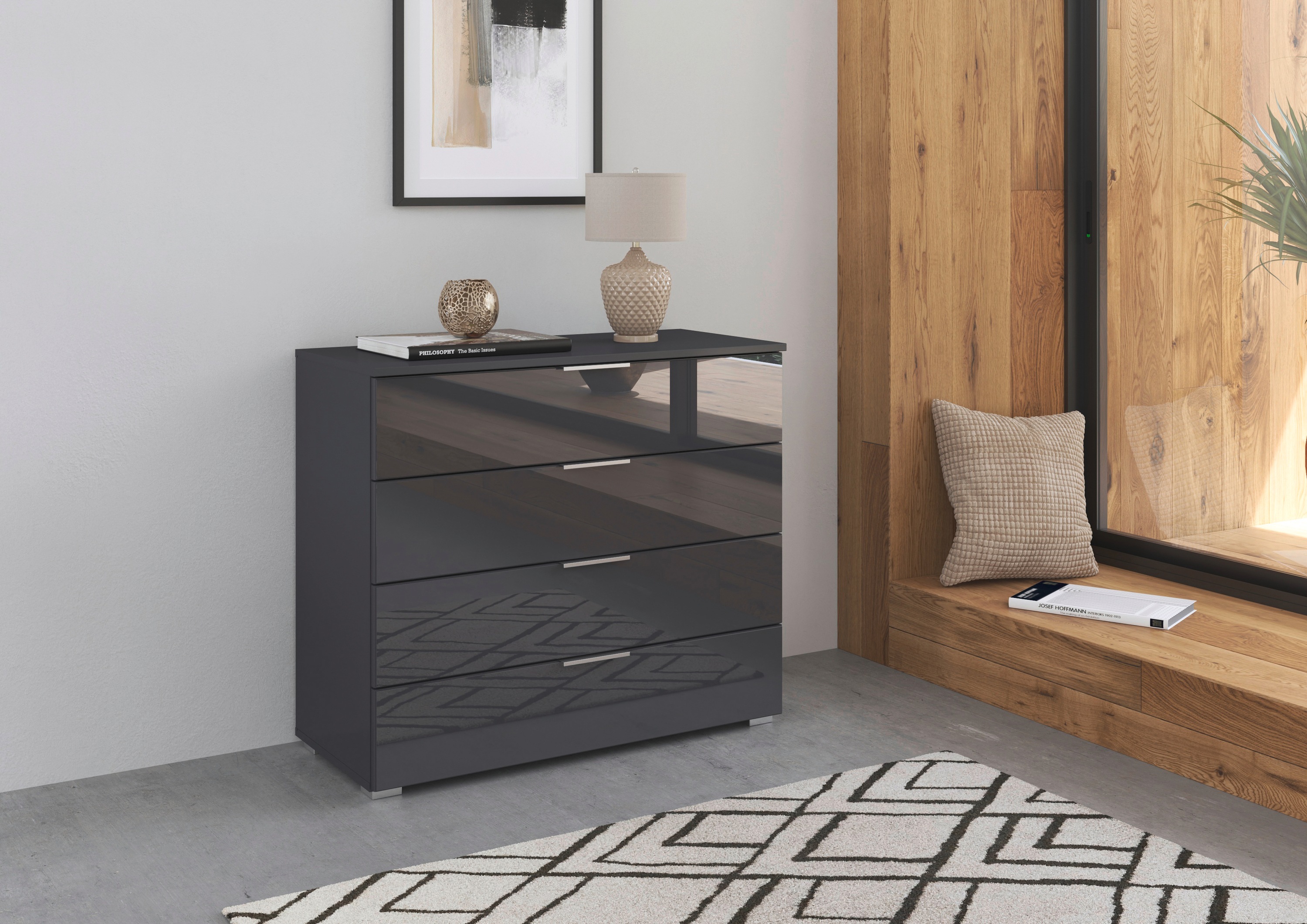 Thumbnail - rauch Schubkastenkommode "Sideboard Schubladenkommode Schubladenkommode AGORDO mit Glasfront", (in zwei Griff-Farben), B...