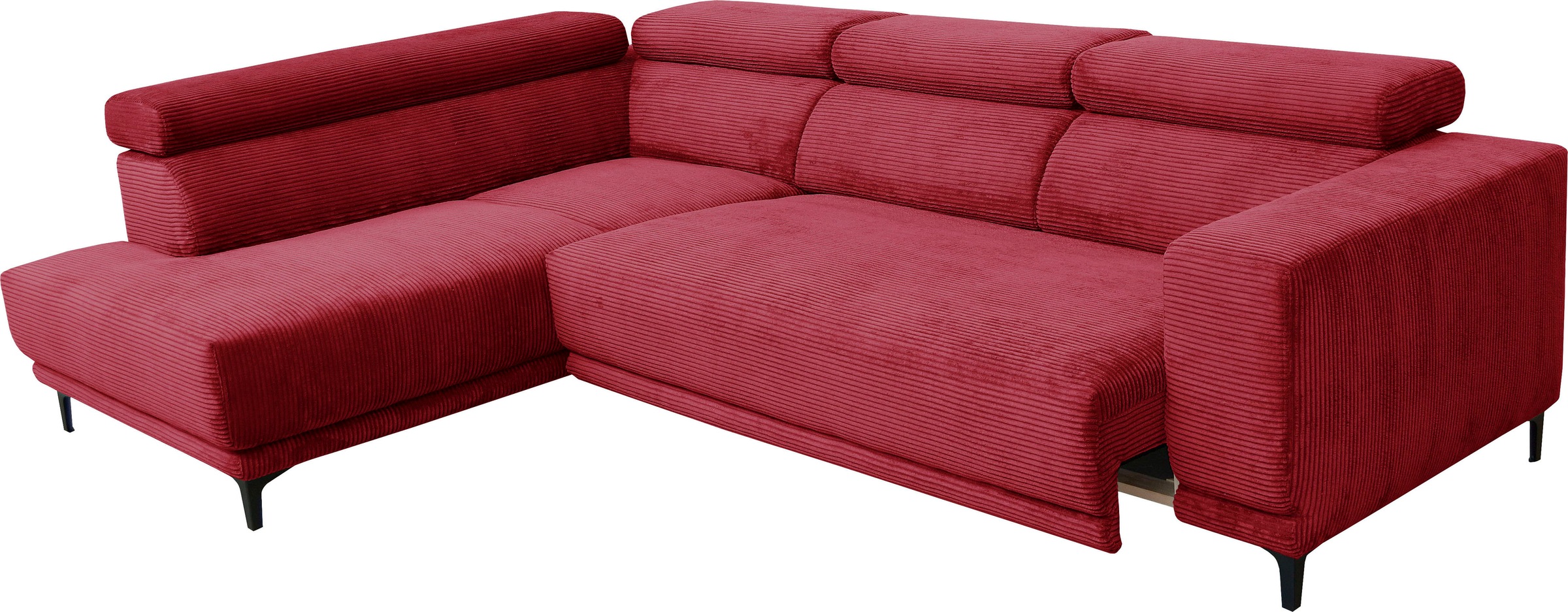 Ecksofa ALINA "Hikari", rot (rubinrot gct 87), B:302cm H:102cm T:210cm, Cord GCT (92% Polyester, 8% Nylon), Sofas, Ecksofa, wahlweise mit Sitzvorzug, in modernem Cordstoff, Breite 302 cm 6