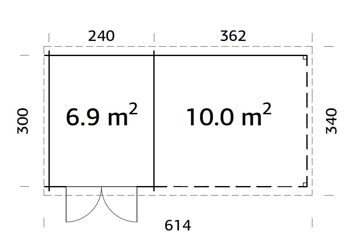 Palmako Gartenhaus »Ella«, (Set), 6,9+10,0 m², mit Anbaudach
