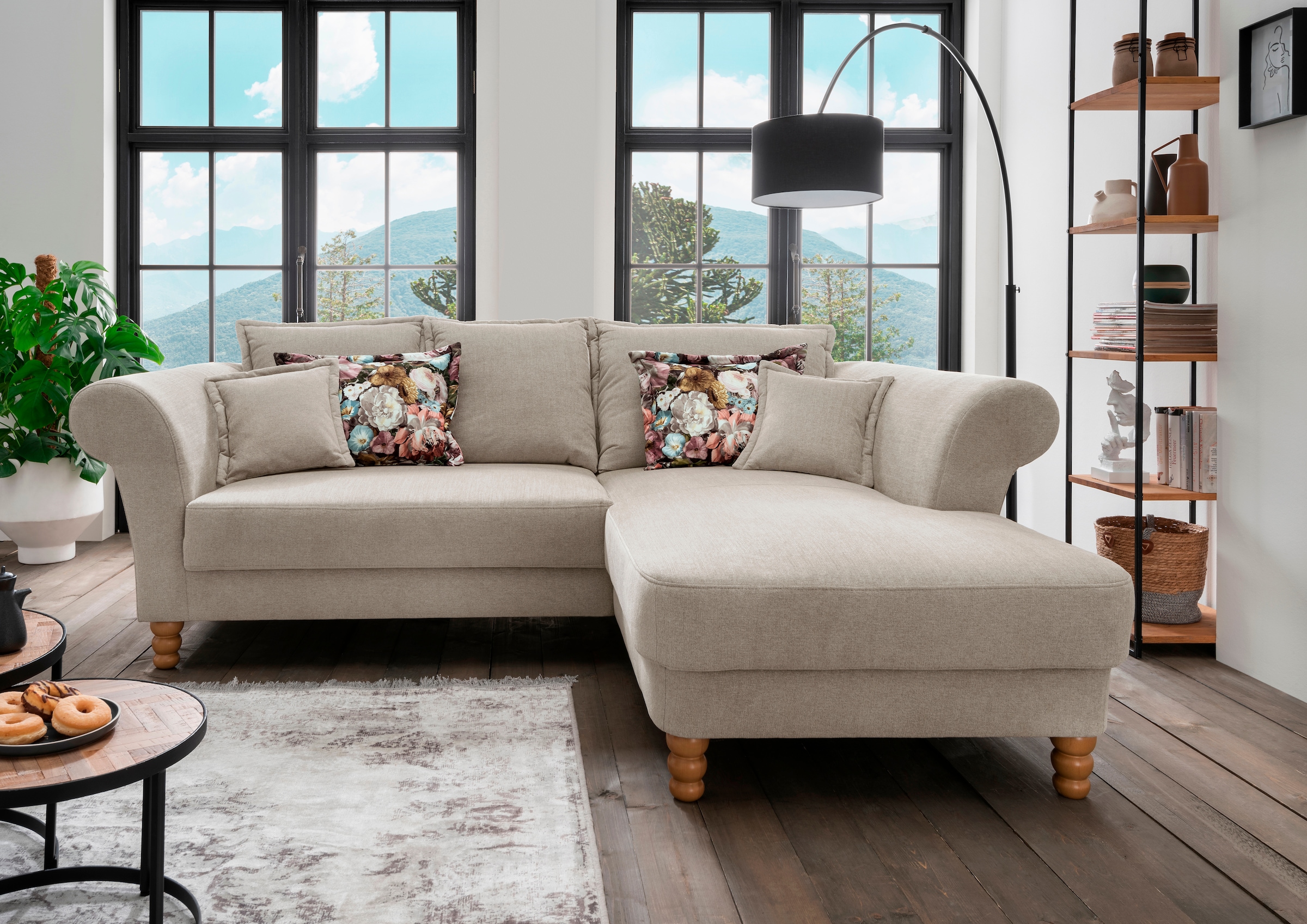 Home affaire Ecksofa "Tassilo Mega Polsterecke mit Kaltschaum im Sitz, bequem, L-Form" hoher Sitzkomfort, Breite 262cm, Komfortsitzhöhe 48cm, zeitlos elegant