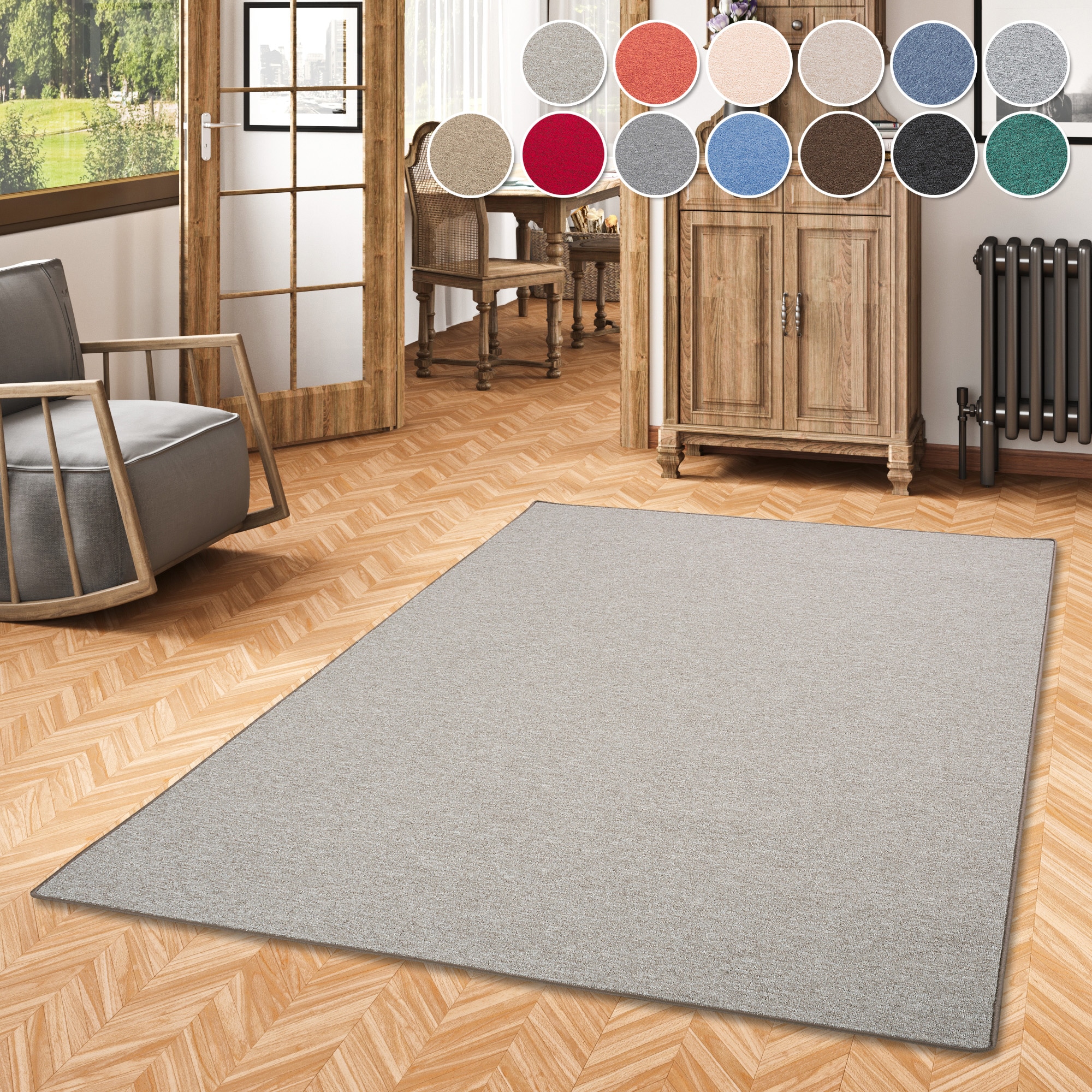 OTTO home Teppich "Fortis, Schlinge, Made in Netherlands" rechteckig 5 mm Höhe Uni Farben, gekettelt, auch als Läufer, strapazierfähig, Wohnzimmer