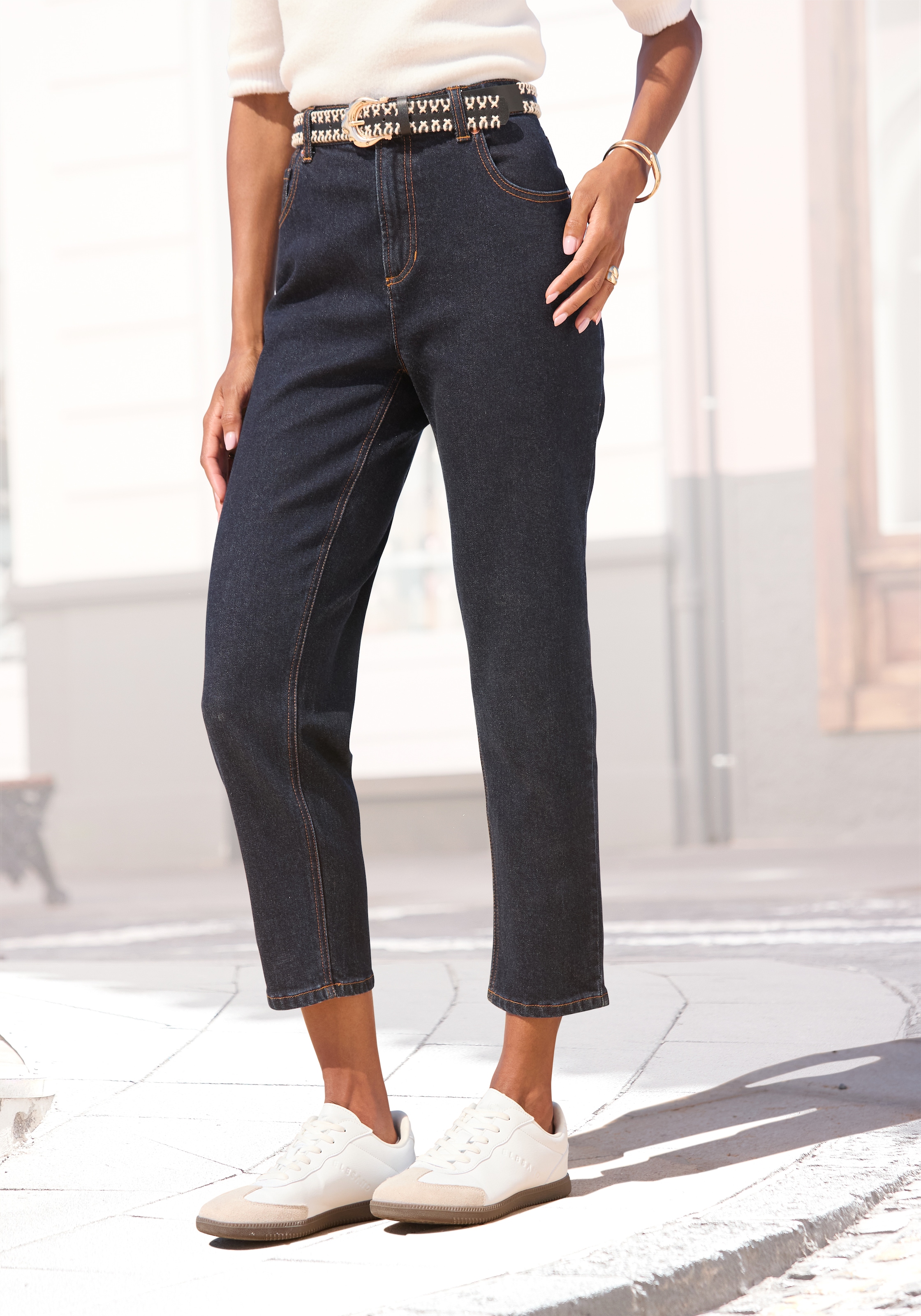 LASCANA Mom-Jeans, mit hohem Bund. elastische Denimware