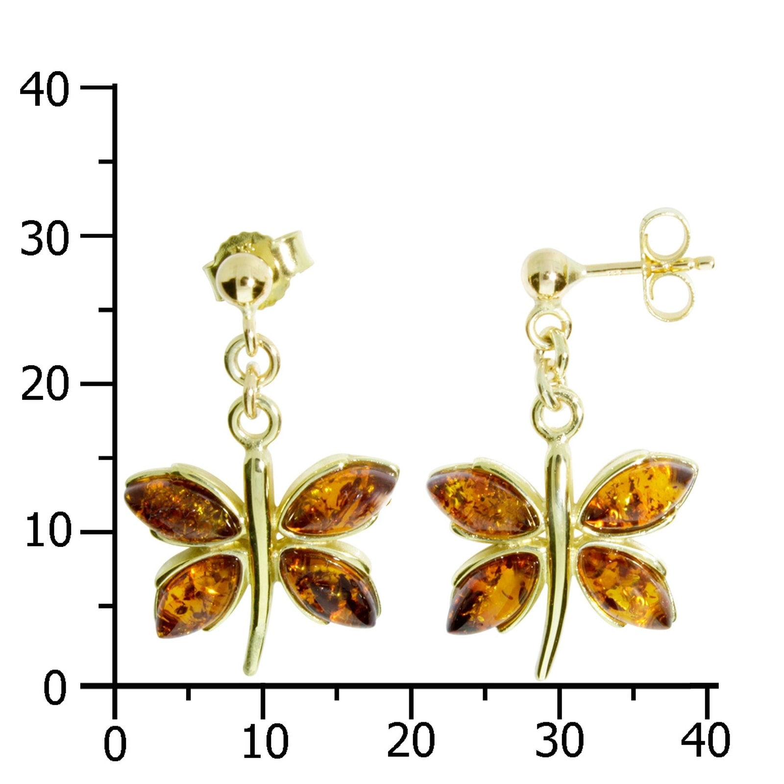 OSTSEE-SCHMUCK Paar Ohrhänger »- Schmetterling - Gold 333/000 - Bernstein«