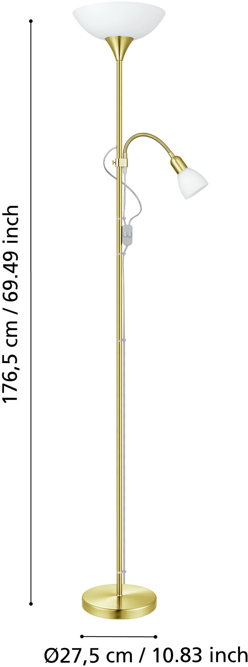 EGLO Stehlampe »UP 2 Stehlampe - Stahl - E27;E14 - 1X60W;1X18W - IP20« LED-Modul 1 Stk. Standleuchte, Leselampe, Wohzimmer, Schlafzimmer, H176,5 x Ø27,5 cm