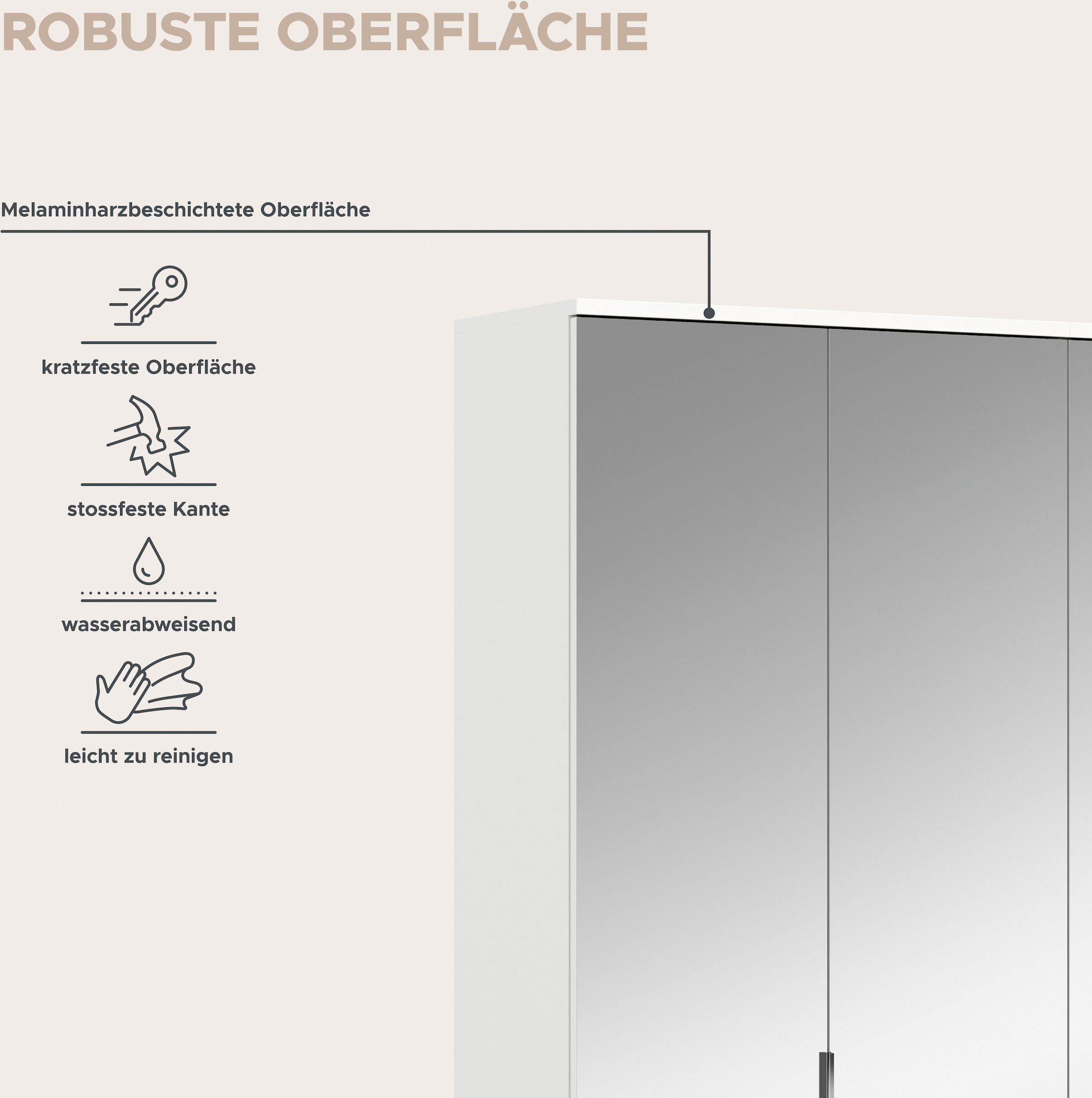 INOSIGN Garderoben-Set »Trondheim, Breite 122cm, best. aus 2 Schränken, 8 Türen, 18 Fächer«, (Set, 2 St.), inkl. ausziehbarer Kleiderstange, Garderobenschrank, Kleiderschrank