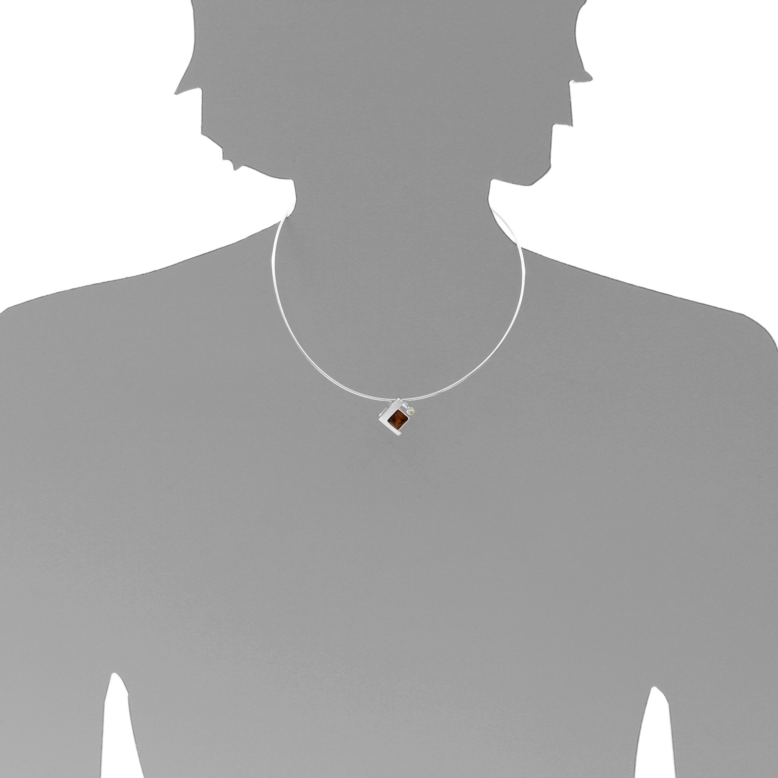 Halsreif OSTSEE-SCHMUCK "Ostsee-Schmuck Halsreif mit Anhänger Gleiter-Diane" Gr. 42, silber, Halsketten, Damen, 42cm, Silber 925 (Sterlingsilber), L: 42 6