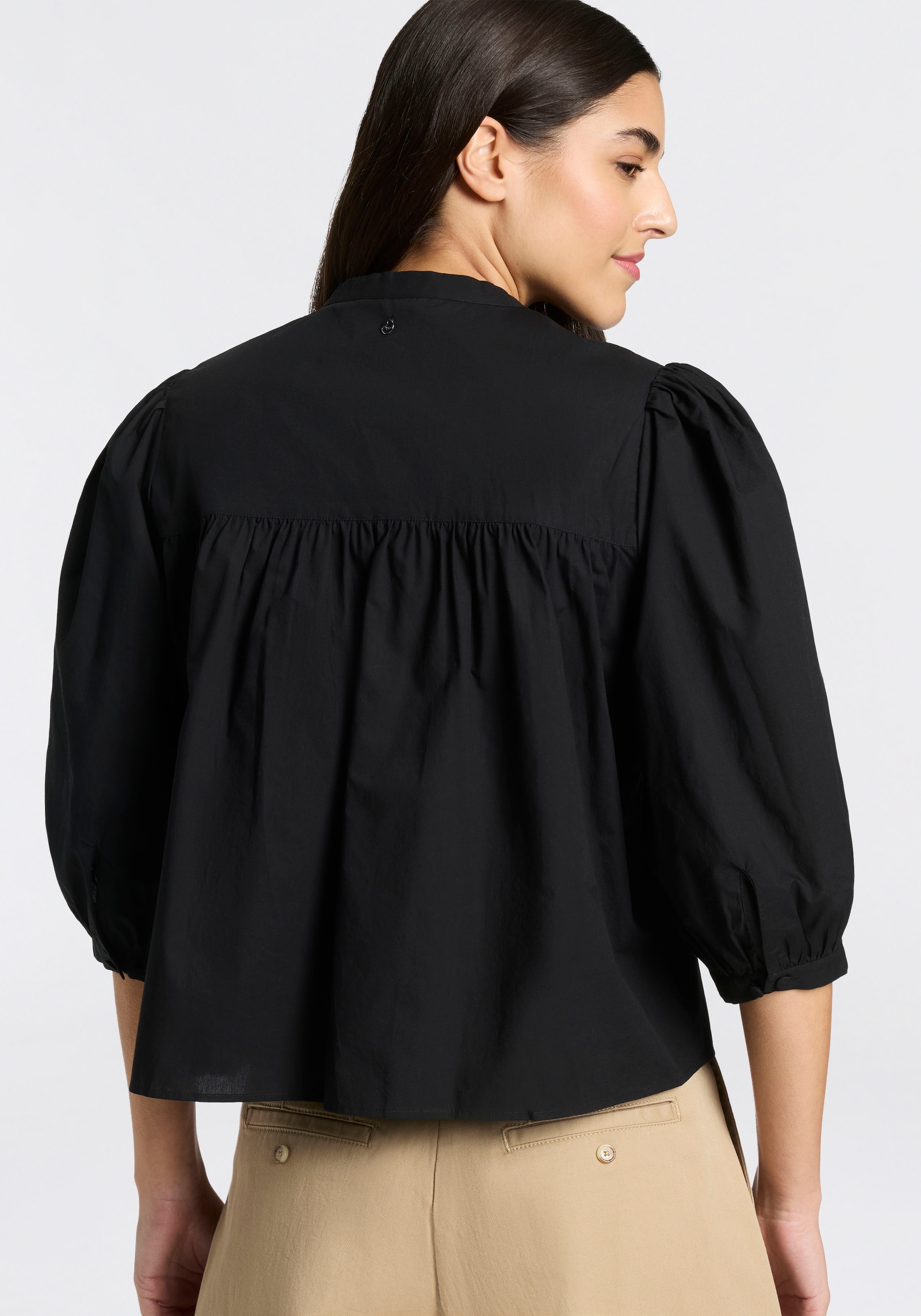 BOSS ORANGE Schlupfbluse »Balet Premium Damenmode« aus Baumwoll-Popeline, Ballonärmel