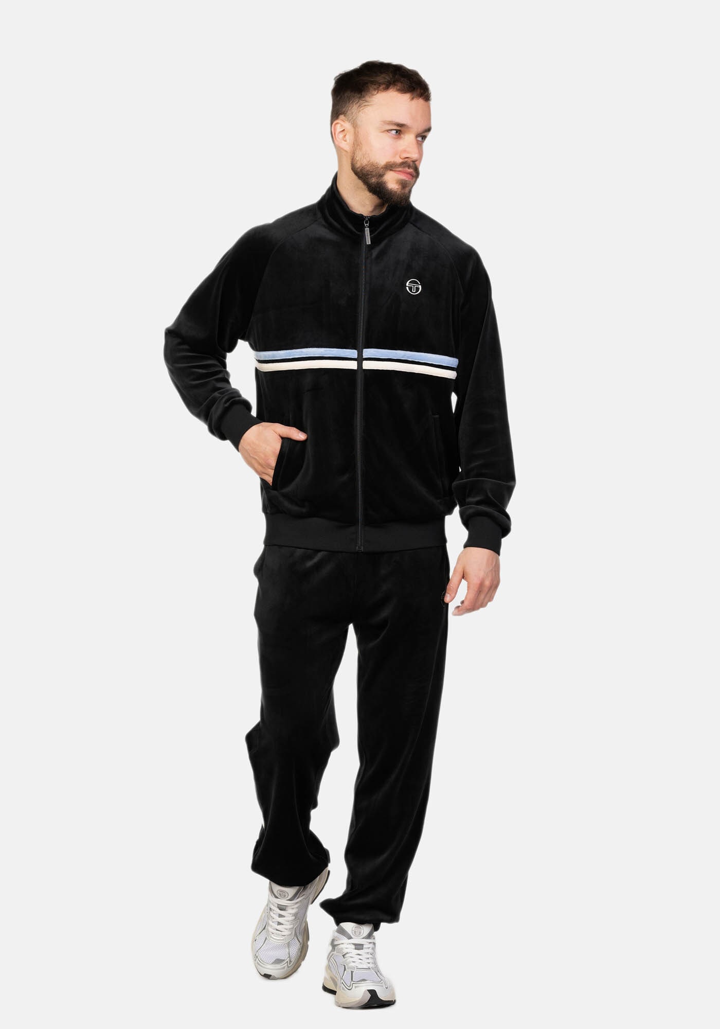 Sergio Tacchini Trainingsjacke »DALLAS 024 VELOUR TRACKTOP Herren«, ohne Kapuze, Trainingsjacke Herren, leichte Jacke, Velour, Sportjacke, Outdoor,Sale