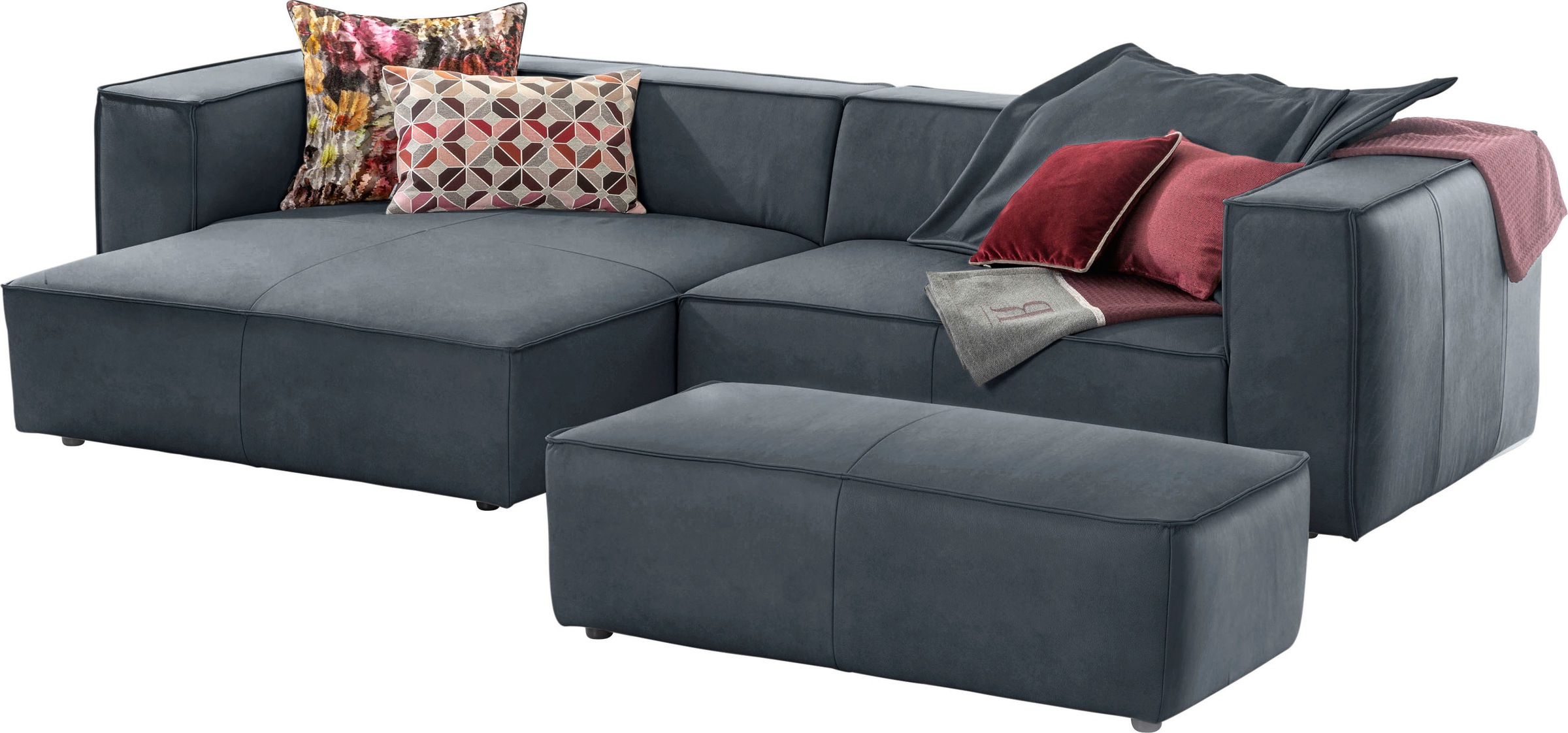 W.SCHILLIG Ecksofa »around-the-block«, (Spar-Set), inklusive Hocker, mit eleganter Biese, mit Federkern
