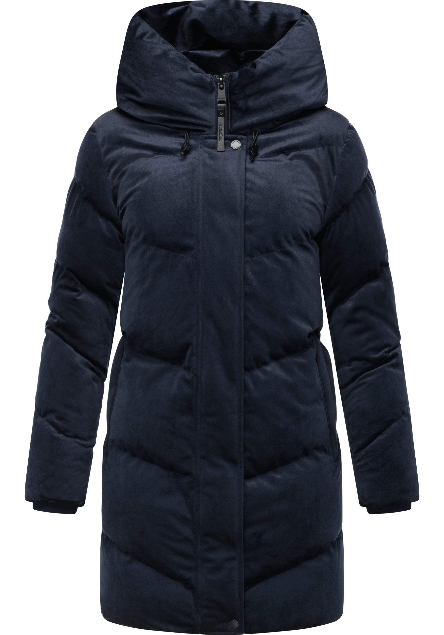 RAGWEAR Damen Kurzmantel "Avelin Velvet YOUMODO", blau, Gr. L, Obermaterial: 100% Polyester; Innenfutter: 100% Polyester; Wattierung: 100% Polyester,