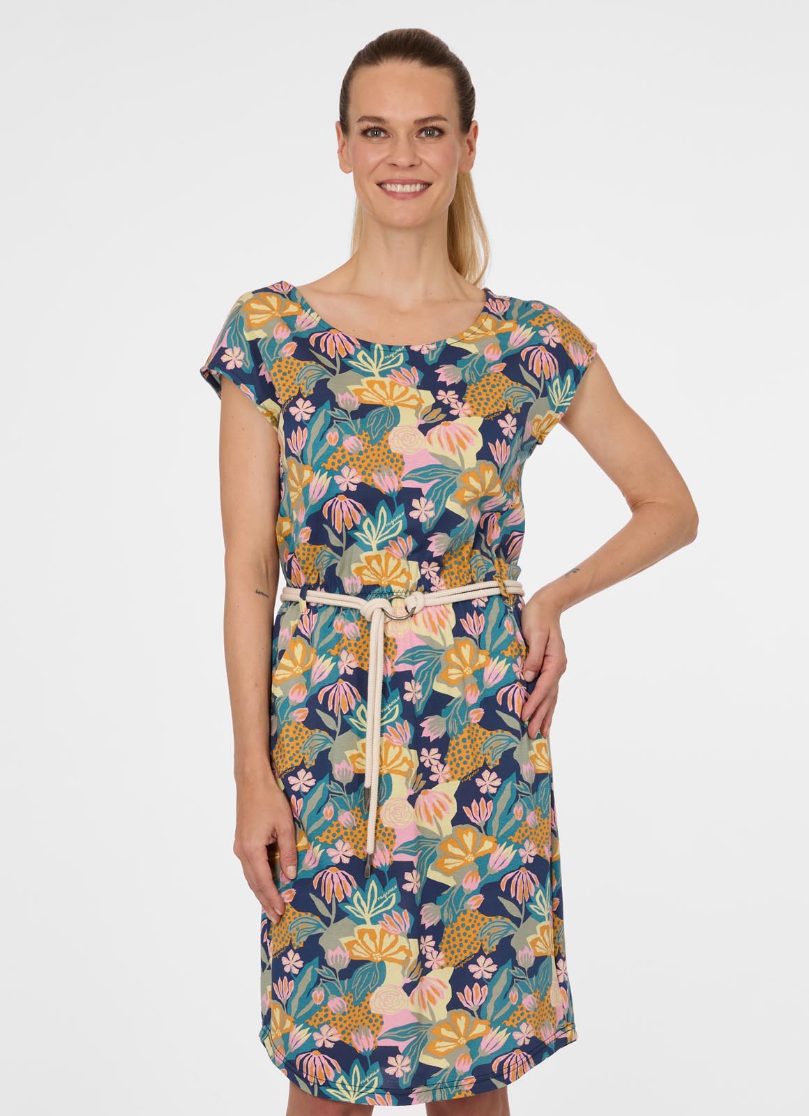 Ragwear "LILITHE PRINT" aus Baumwollmischung, normale Passform, Kurzarm