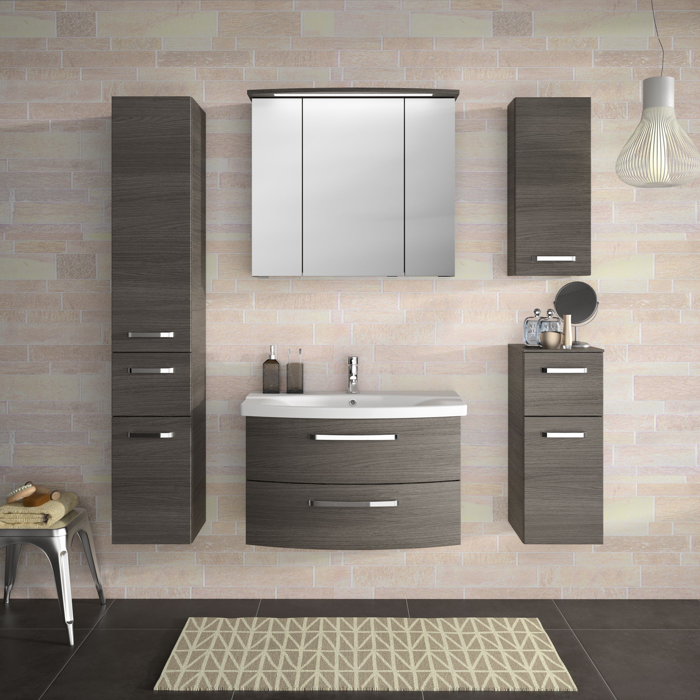 Saphir Hängeschrank »Serie 4010 Wand-Badschrank 30 cm breit mit 1 Tür, 2 Glas-Einlegeböden«, Badezimmer-Hängeschrank inkl. Türdämpfer, Wandschrank 70 cm hoch