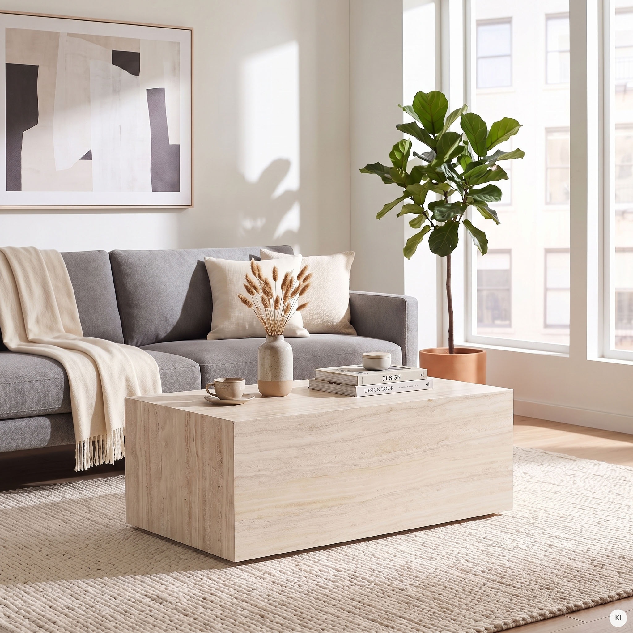 SalesFever Couchtisch "Almeria Wohnzimmertisch Stilvoller Beistelltisch 90/60 cm" Eleganz trifft Funktionalität: 90x60cm, Marmoroptik-Folierung