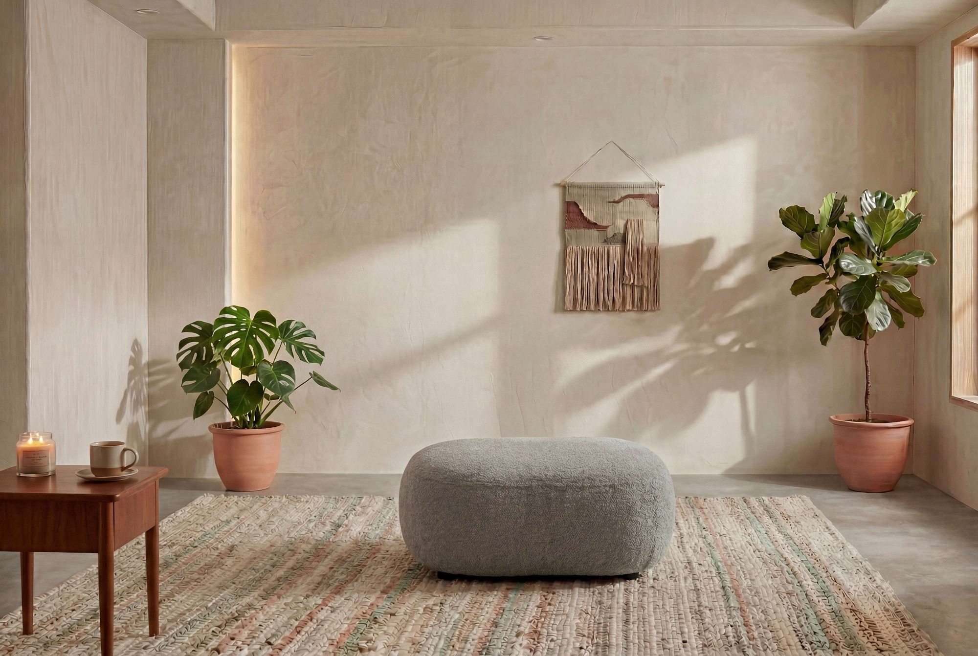 Home affaire Polsterhocker »OSTRUP, Naturtöne, Boucle« 90x64 cm, organische Form mit sanften Rundungen