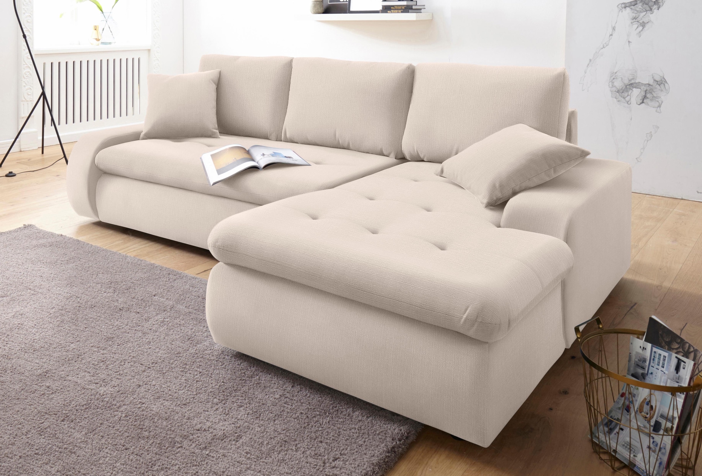 TRENDMANUFAKTUR Ecksofa »Indie II, tolle Detailverarbeitung, bequem und komfortabel im Sitz«, XL und XXL, wahlweise mit Bettfunktion, L-Form
