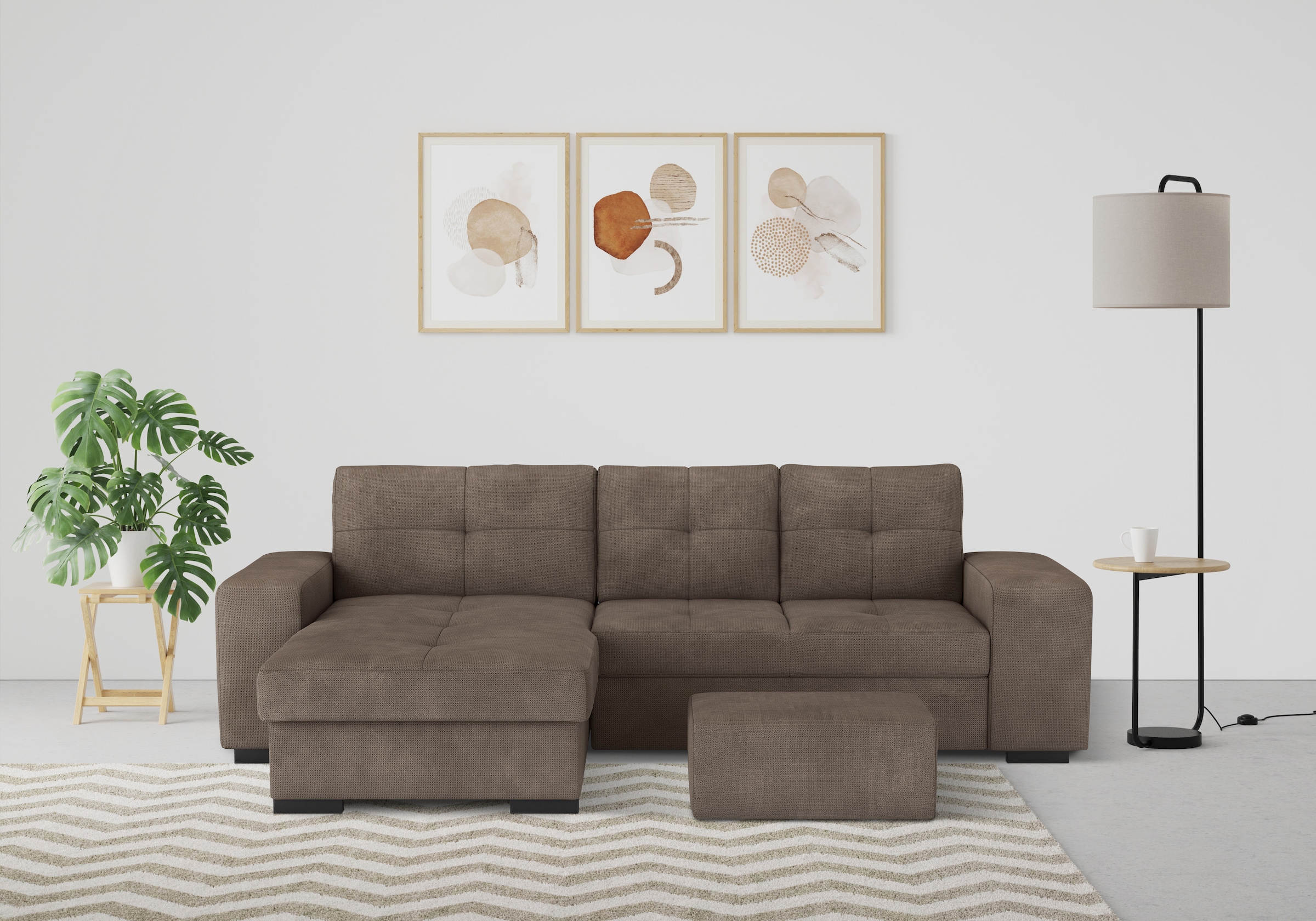 COTTA Ecksofa "Mattina L-Form", mit Hocker, wahlweise mit Bettfunktion & Be günstig online kaufen