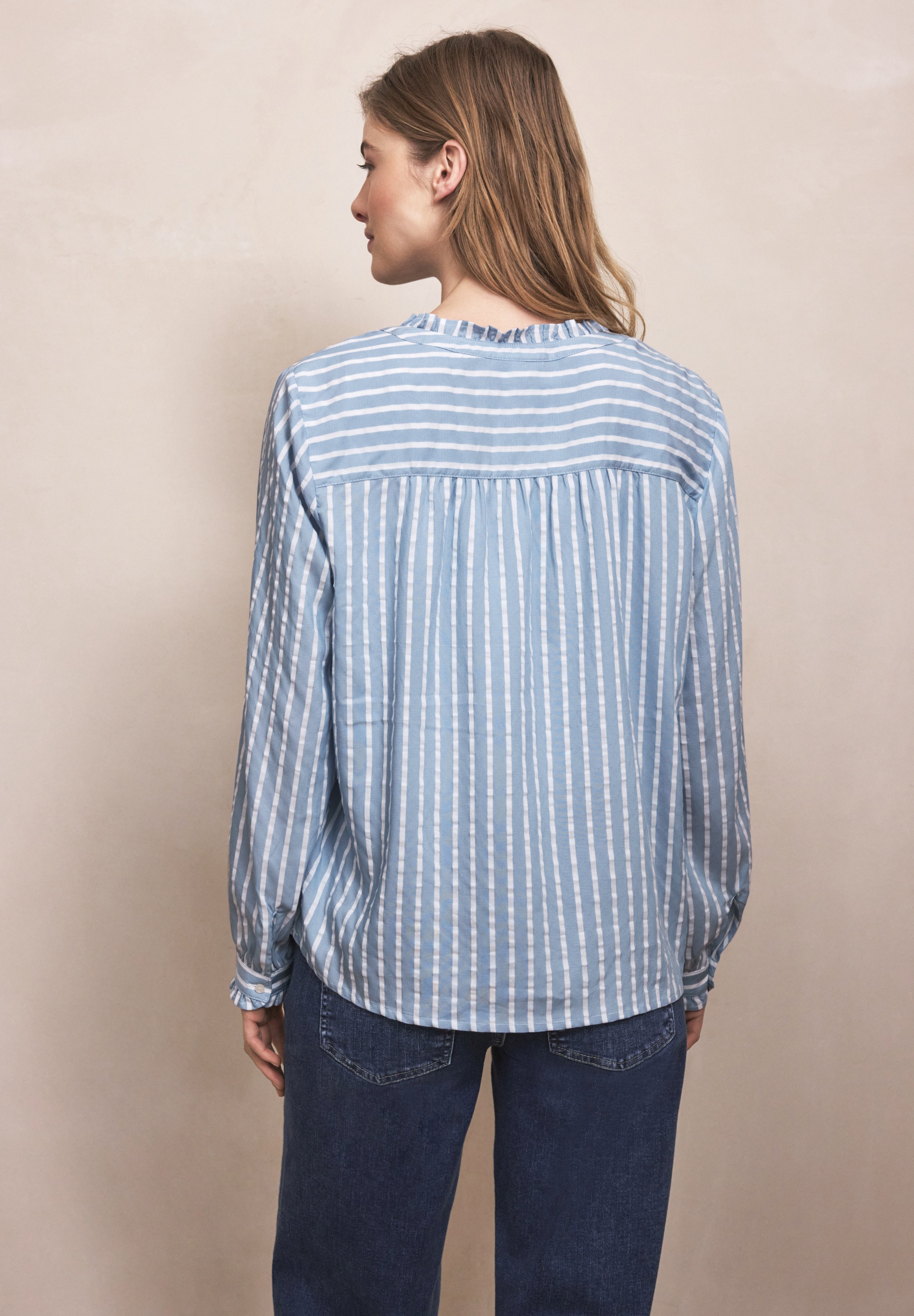 STREET ONE STUDIO Langarmbluse im Seersucker-Style mit Streifen