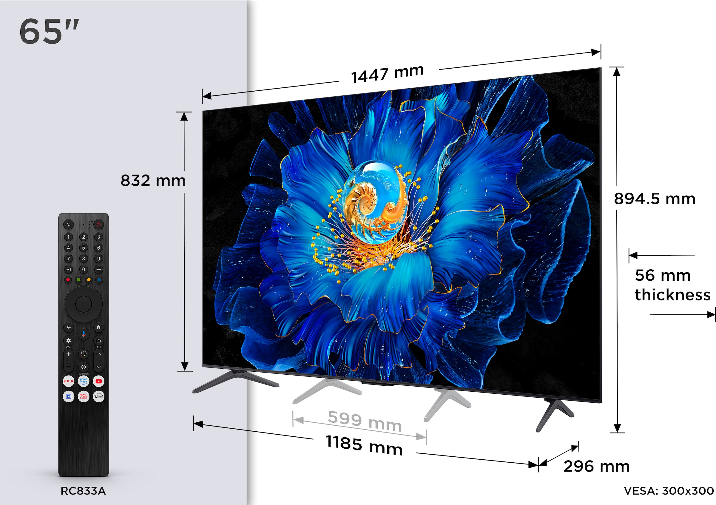 TCL QLED Mini LED-Fernseher »65C61KSX2«, 4K Ultra HD, Google TV-Smart-TV, 4K HDR, AiPQ, Game Master, Smart TV, Apple TV, Multi-HDR, Dolby Vision
