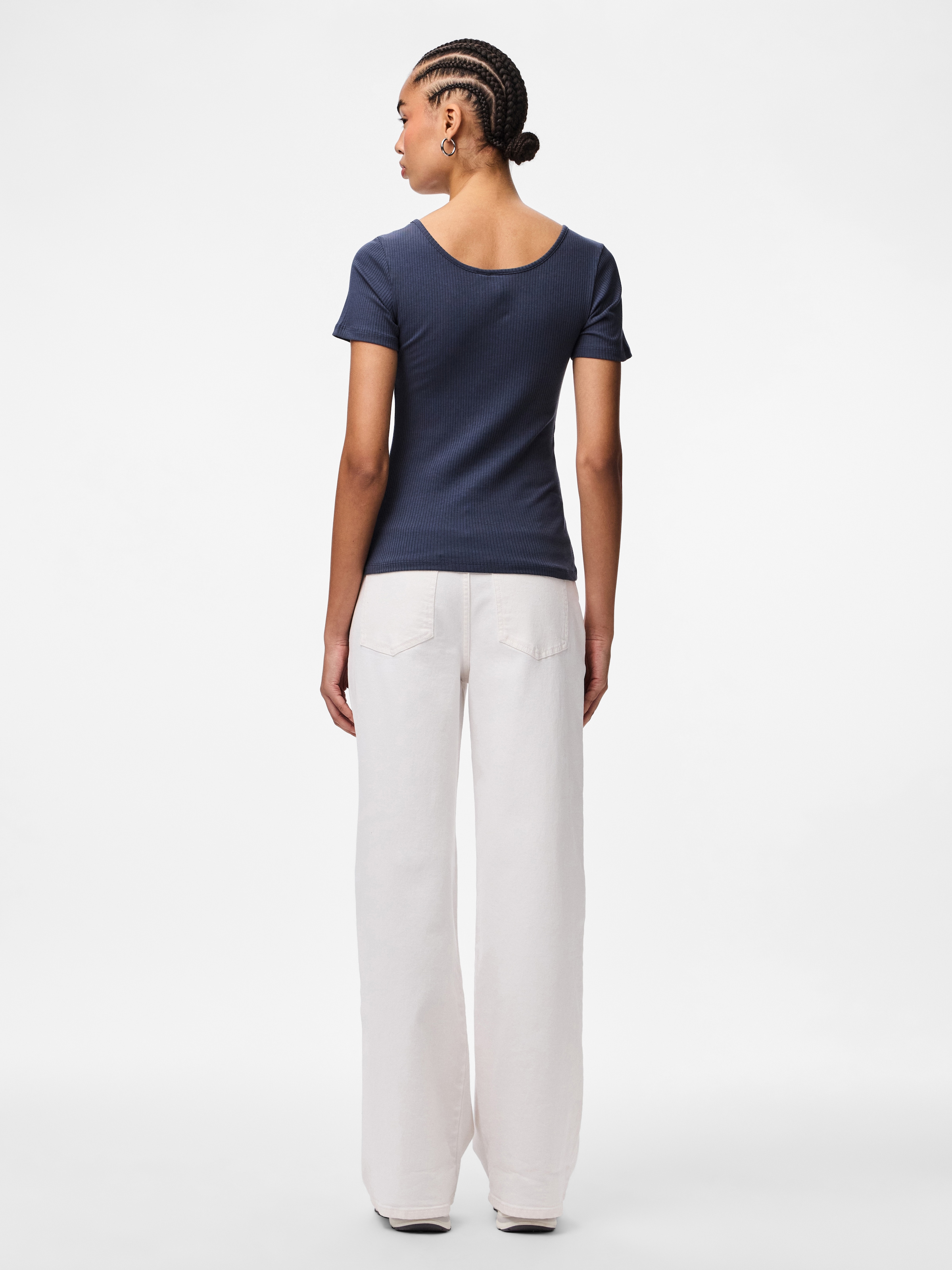 pieces Kurzarmshirt »PCKITTE SS TOP NOOS BC« Baumwollmischung, slim fit