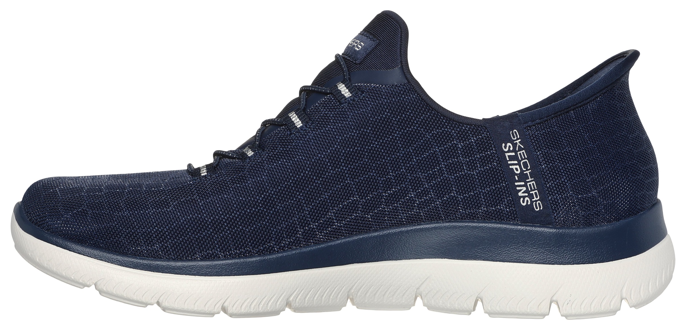 Slip-On Sneaker SKECHERS "SUMMITS-CLASSY NIGHT", Damen, Gr. 35, silber (navy, silberfarben), Textil, Schuhe, Slipper, Freizeitschuh mit komfortabler Heel Pillow Funktion 3