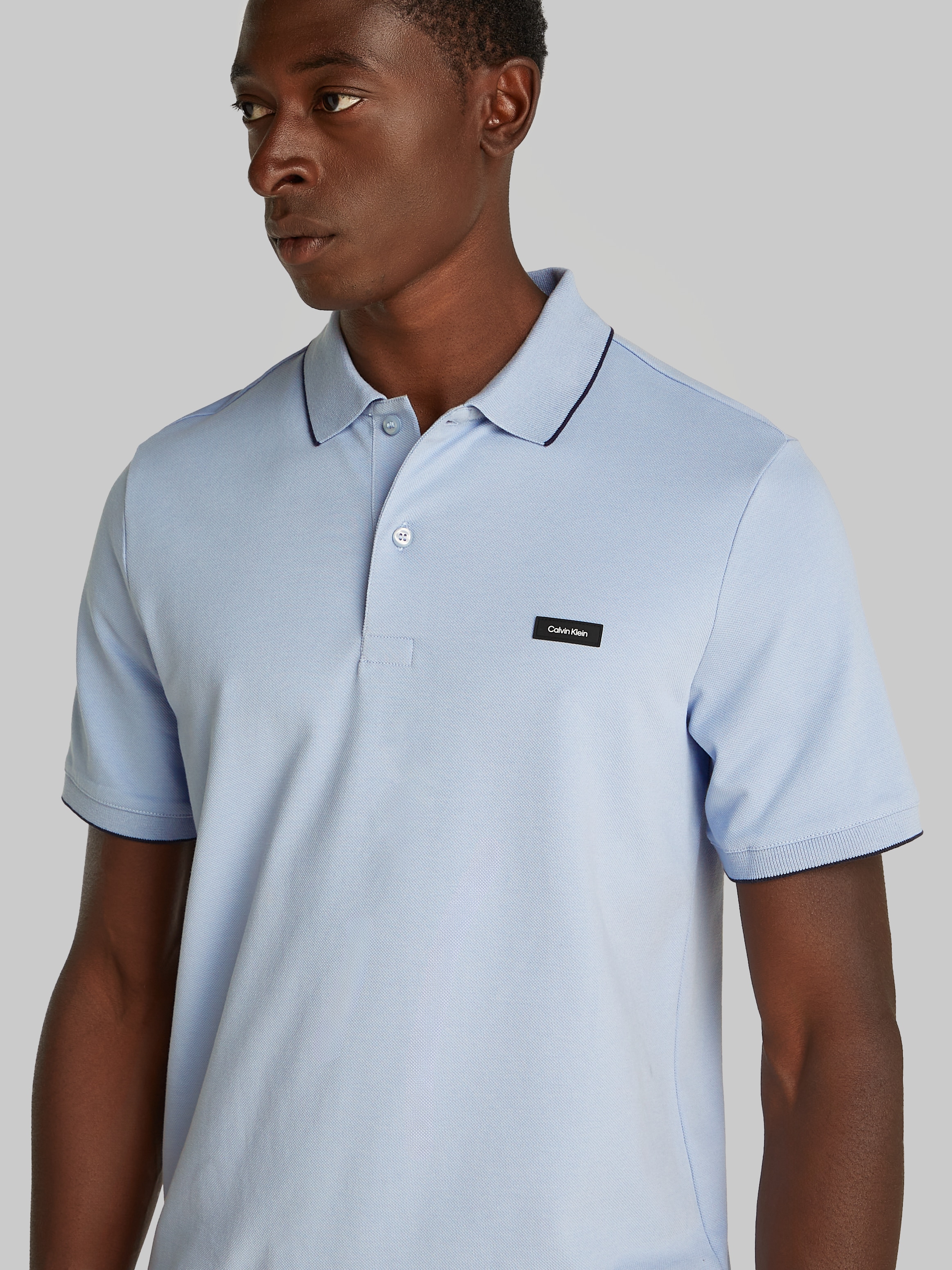 Calvin Klein "STRETCH PIQUE TIPPING POLO" mit Streifendetail am Kragen günstig online kaufen