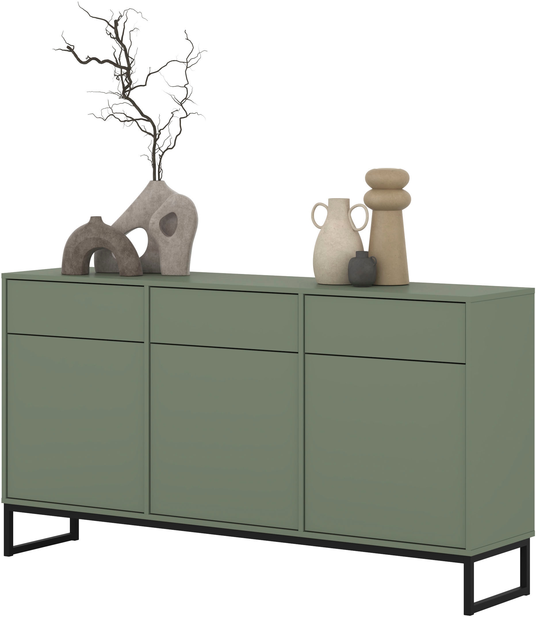 OTTO home Sideboard »Loft, Breite 157 cm, grifflose Kommode 3 Türen/3 Schubkästen.« Schubladenschrank mit viel Stauraum, Einlegeböden verstellbar