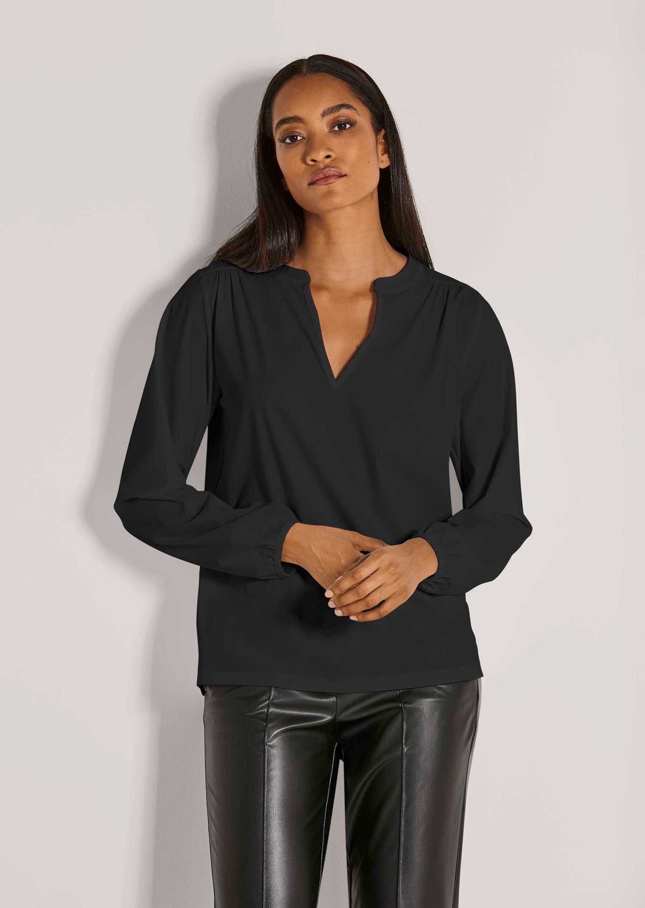 MADELEINE Long Sleeve Jersey Blouse Black 44 2